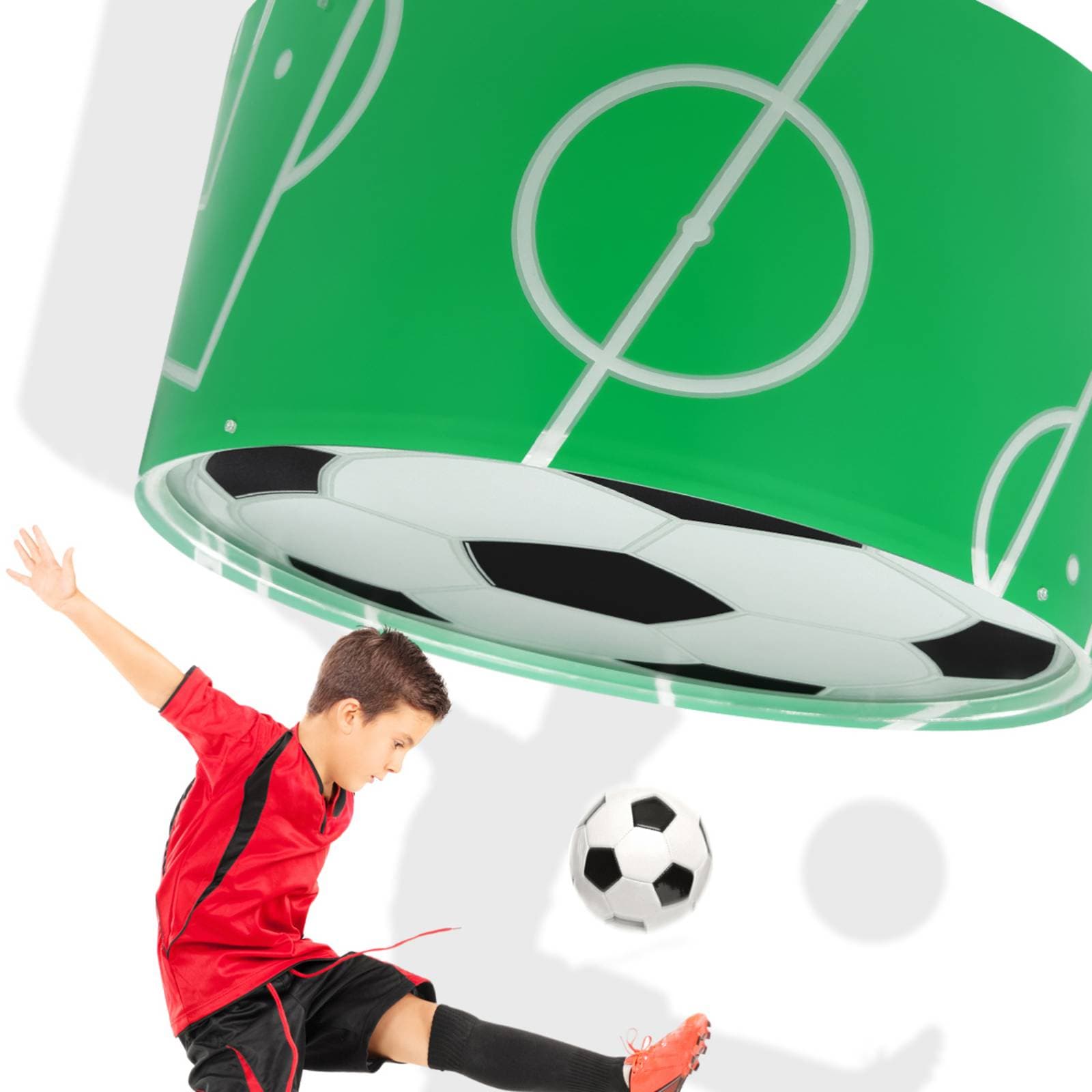 Stropné svietidlo Dalber FOOTBALL, zelené, čierno-biele
