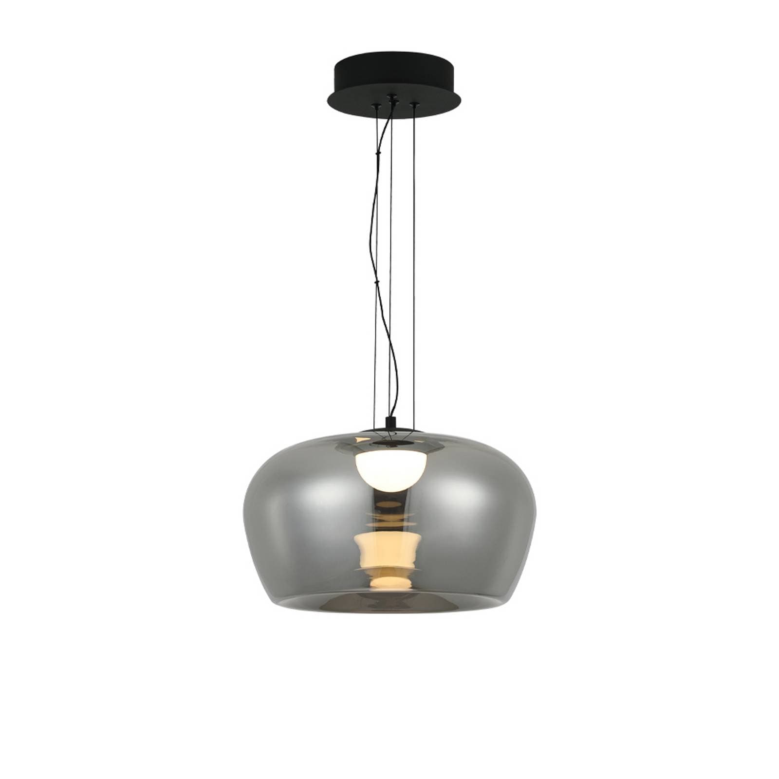 LED závesné svietidlo Nadia, Ø 16 cm, dymovo sivá, sklo