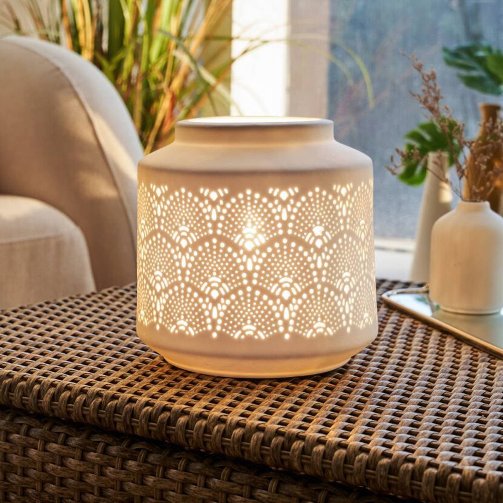 Stolová lampa Pauleen PRETTY SUNKISS, biela, výška 18 cm, porcelán