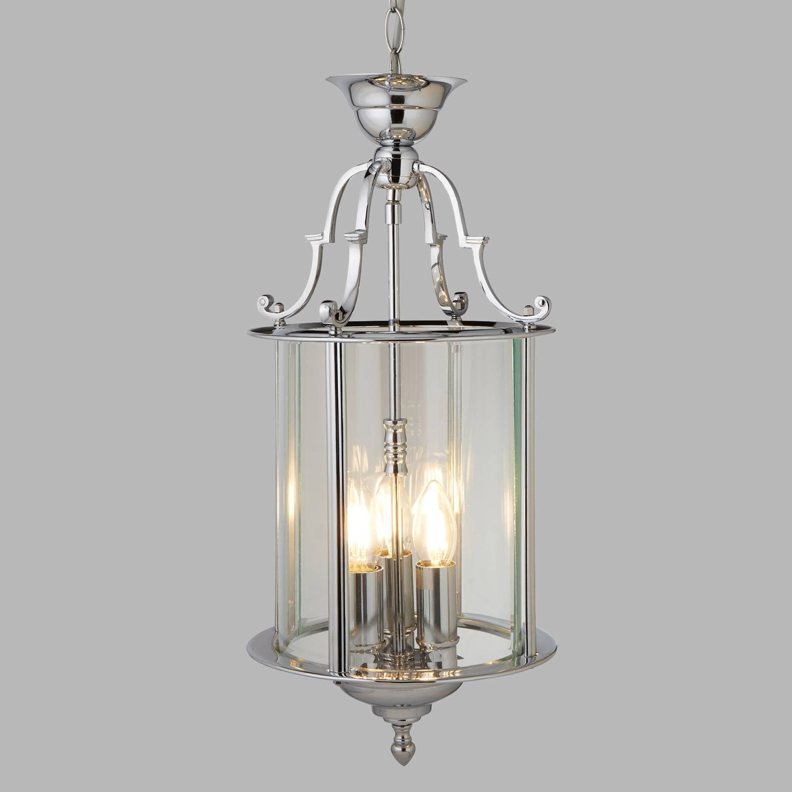 Závesné svietidlo Bevelled Lantern, sklo, chróm