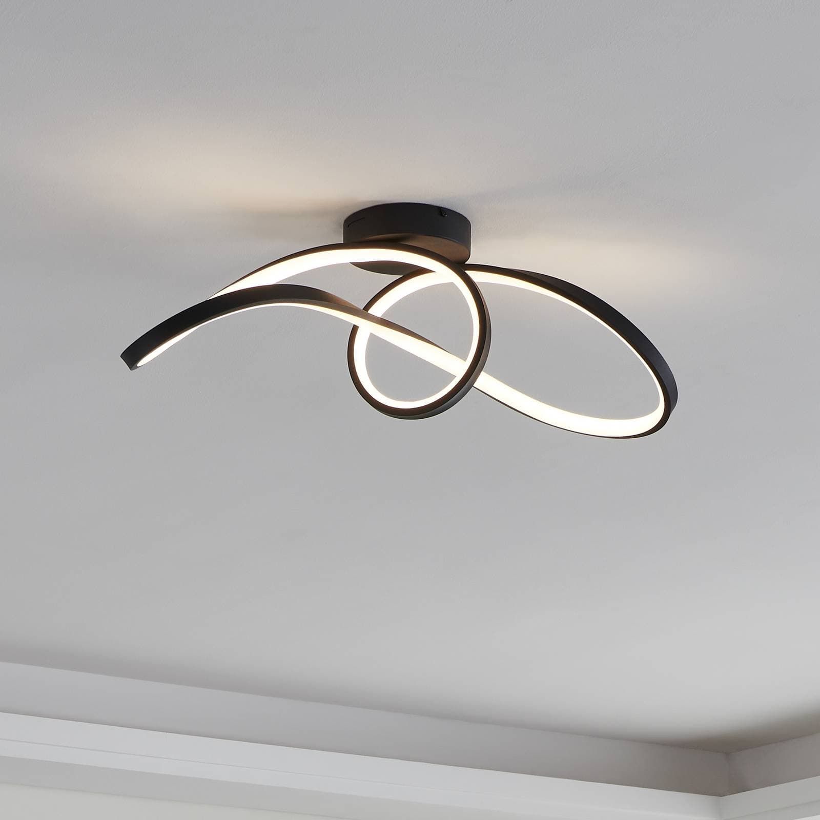 EGLO connect LED stropné svietidlo Calarossa-Z, čierna farba, hliník