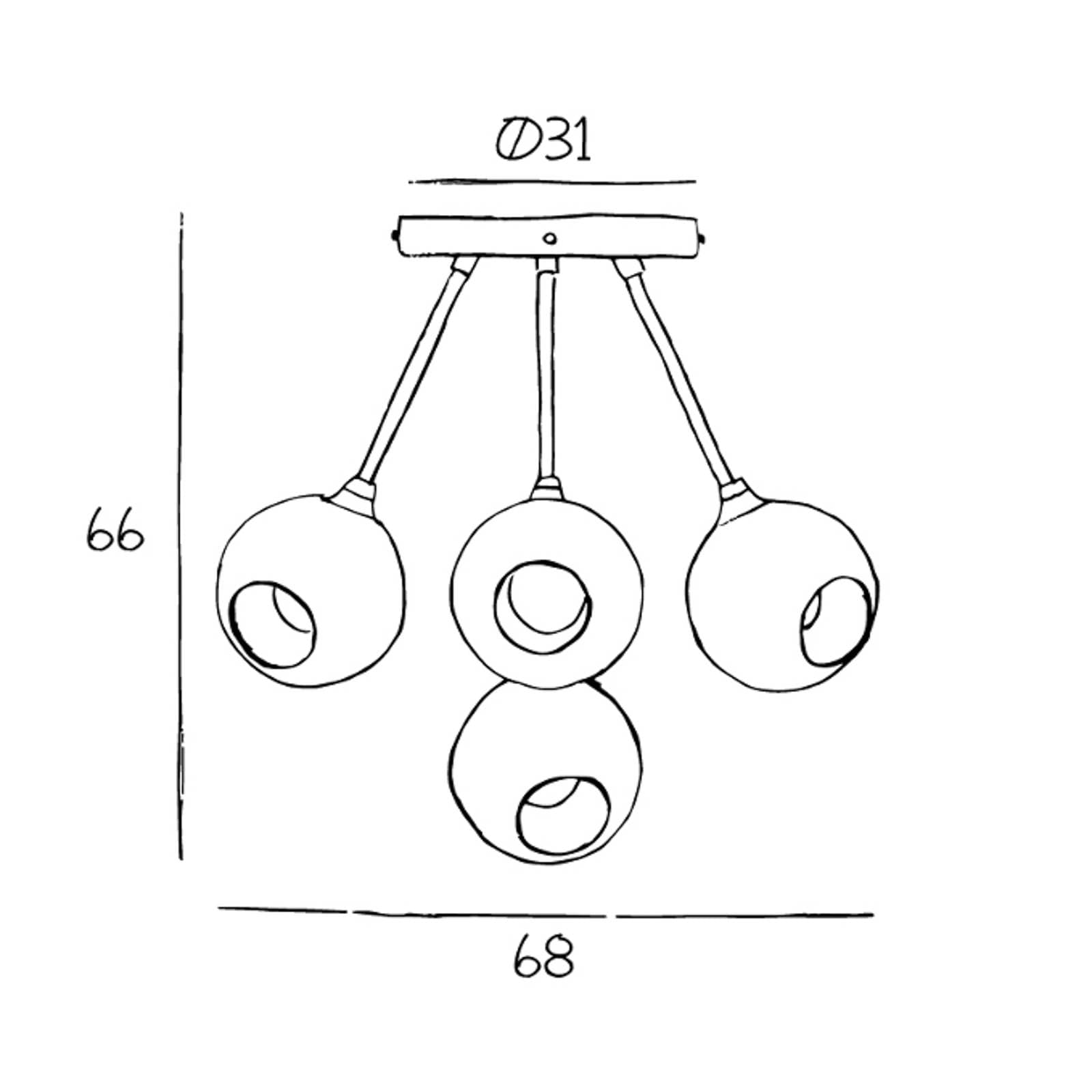 Stropné svietidlo Ballroom Molecule, jantárové, sklo, 5-pl.