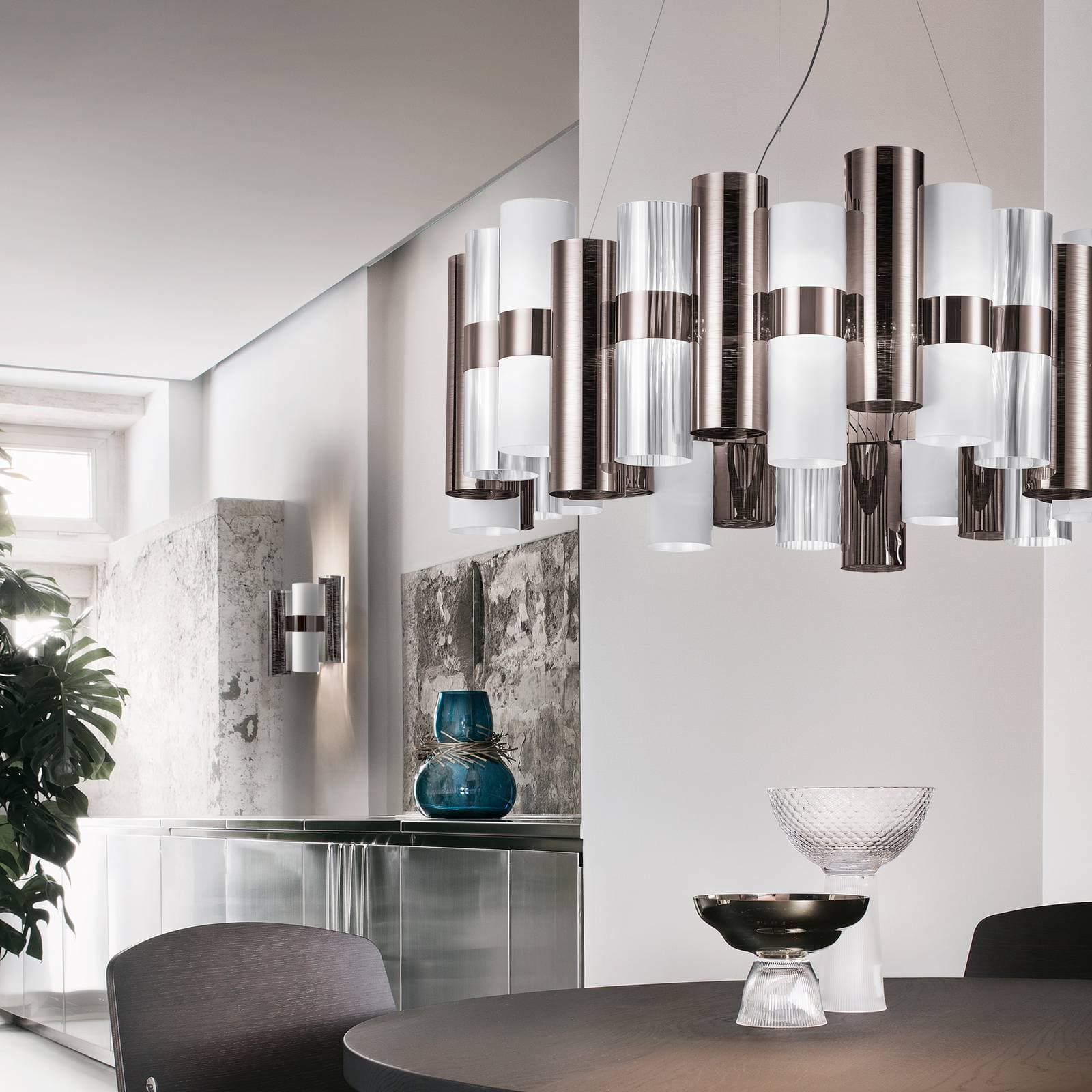 Slamp La Lollo L závesné LED Ø 80 cm cín-biela