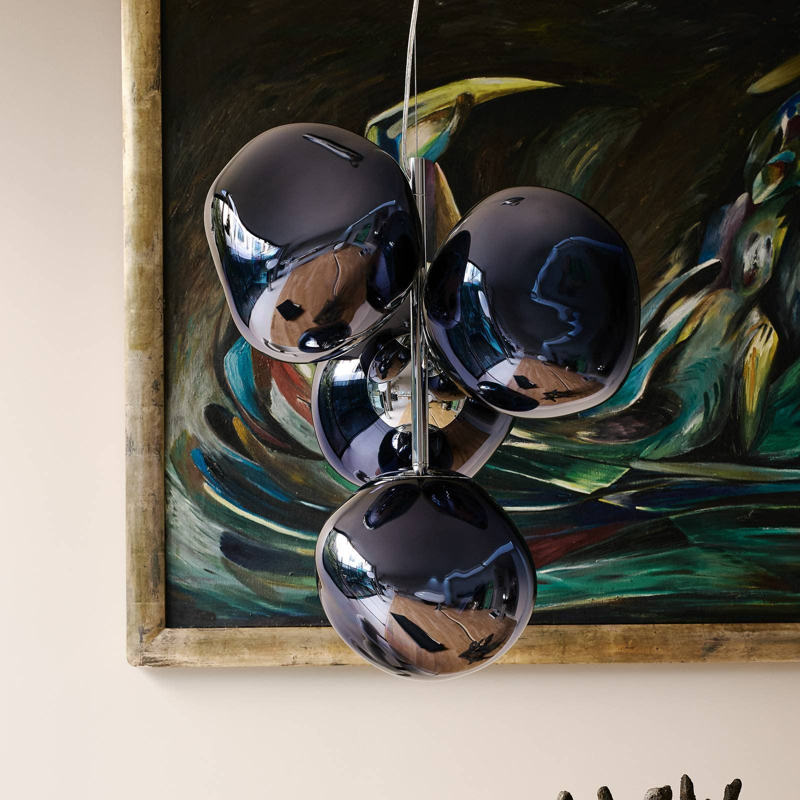Tom Dixon LED závesné svietidlo Melt Chandelier Mini, dymovo sivá