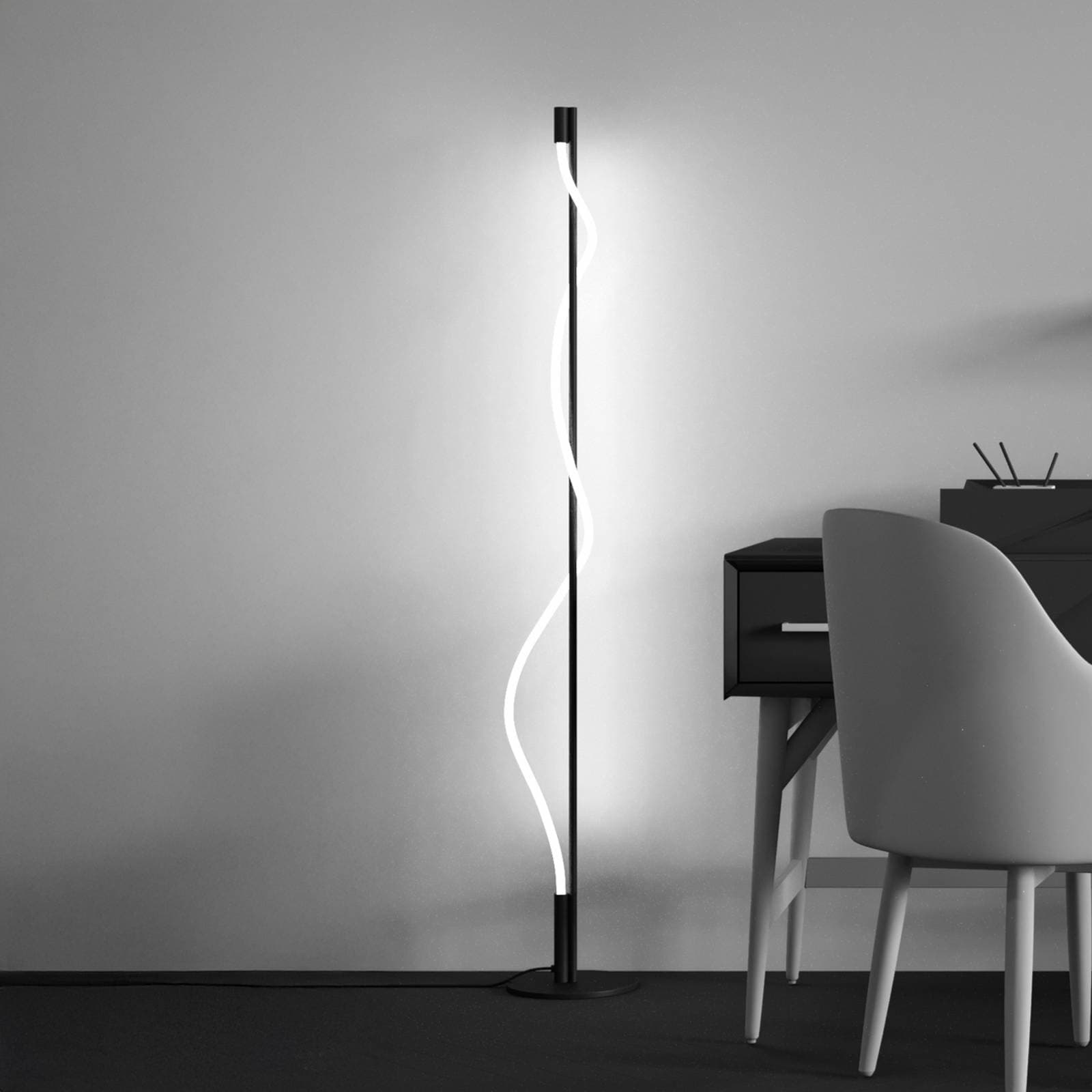 Maytoni LED stojacia lampa Tau, čierne, hliník, výška 150 cm