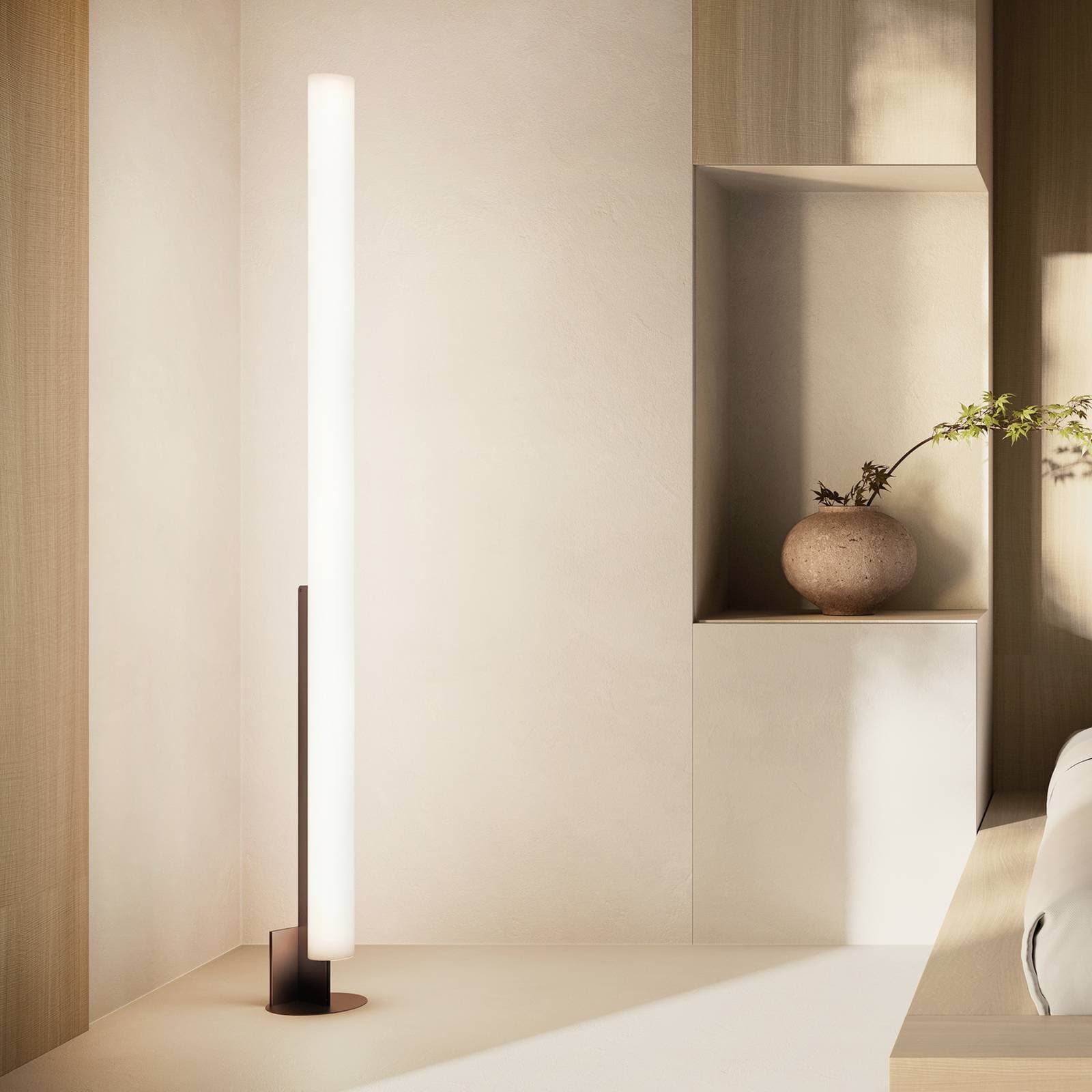LED stojacia lampa kdln model T, čierna, výška 185 cm, stmievač