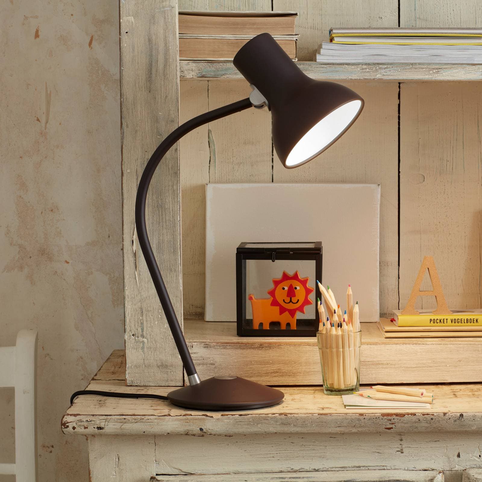 Anglepoise Type 75 Mini stolná lampa, hnedo-čierna