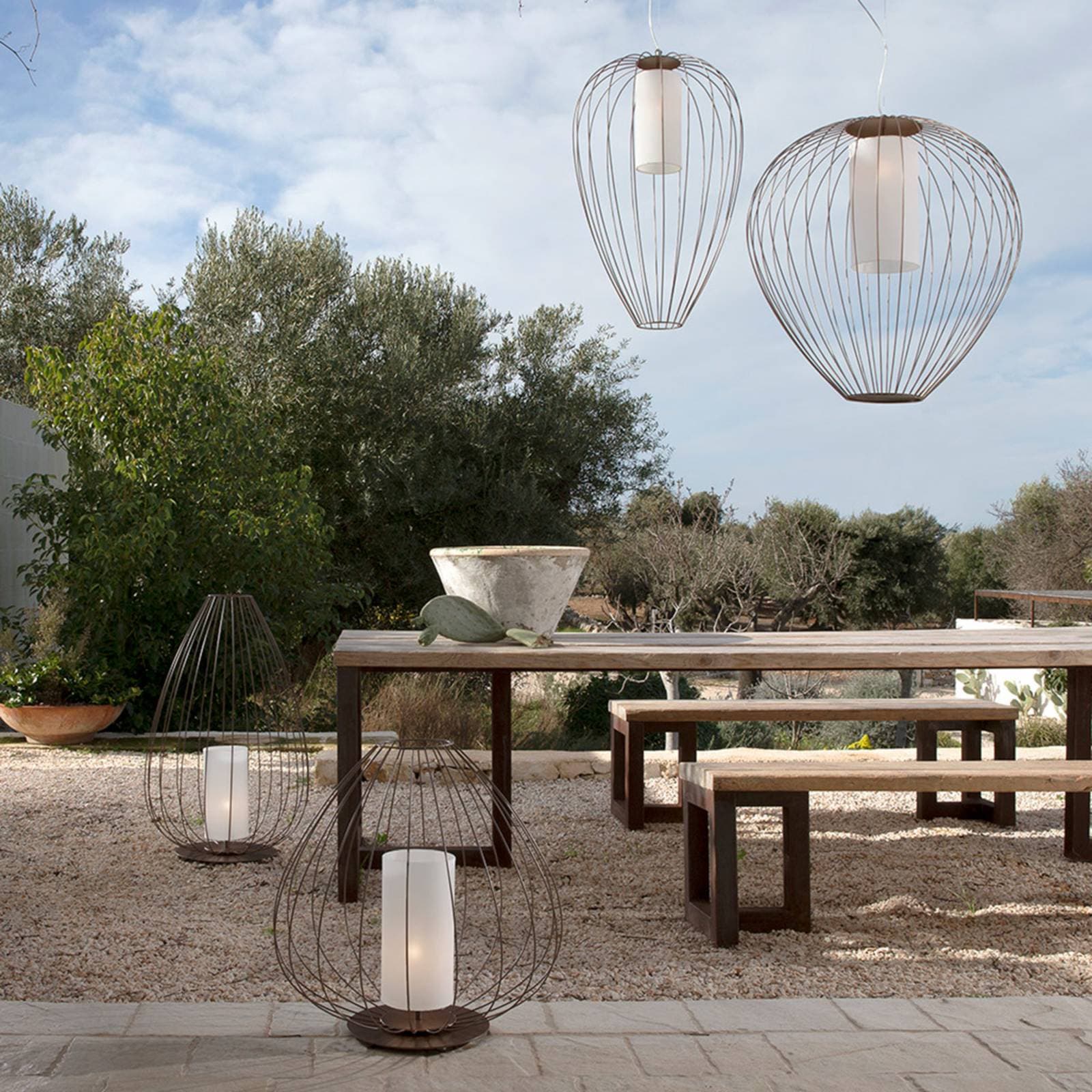 Karman Cell klietková stojaca lampa bronz Ø55 cm