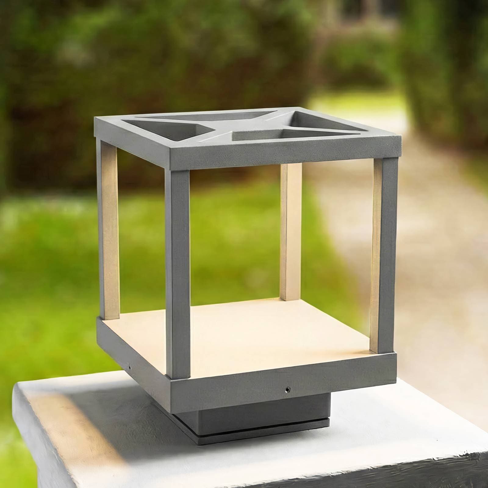 Lucande LED podlahové svietidlo Lealan, sivá, kov, 23 cm, IP54