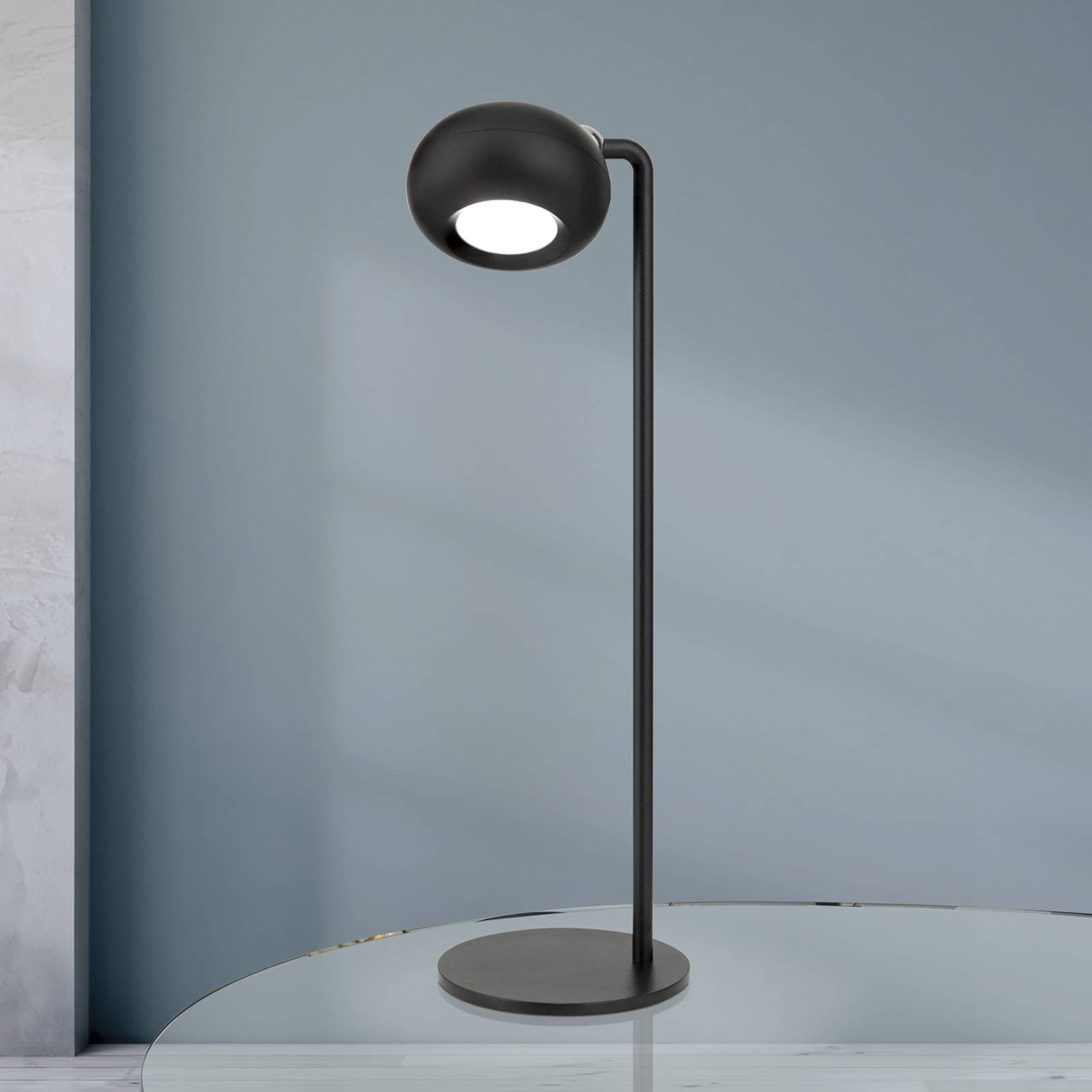 Nabíjateľná stolová lampa Kerby LED, čierna, výška 40 cm, oceľ/hliník