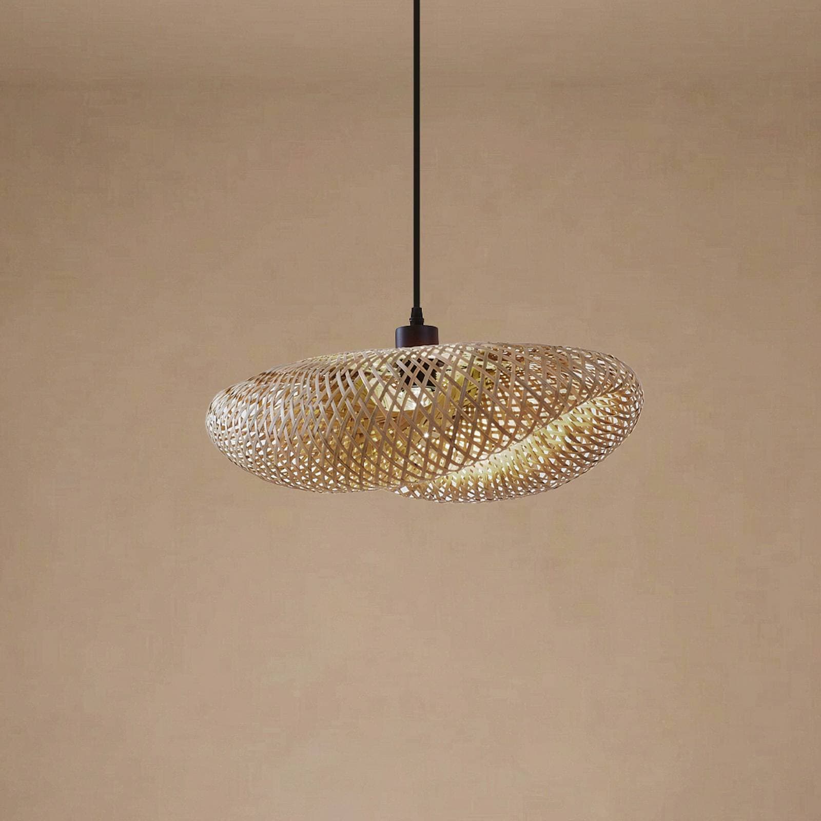 Lindby závesné svietidlo Eleane, bambus, prírodná farba, dĺžka 50 cm, E27