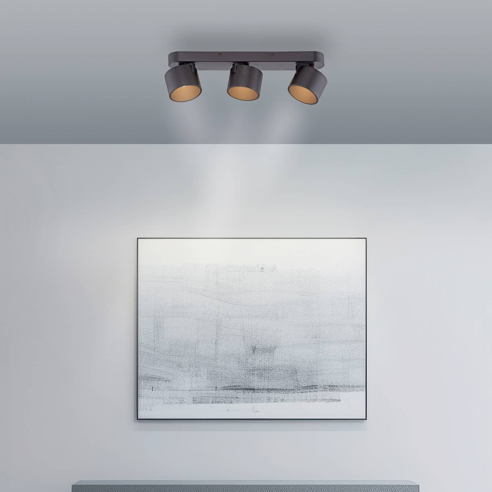 LED stropné bodové svetlo PURE Cup, čierny, dĺžka 56 cm, kovový, 3-pl.