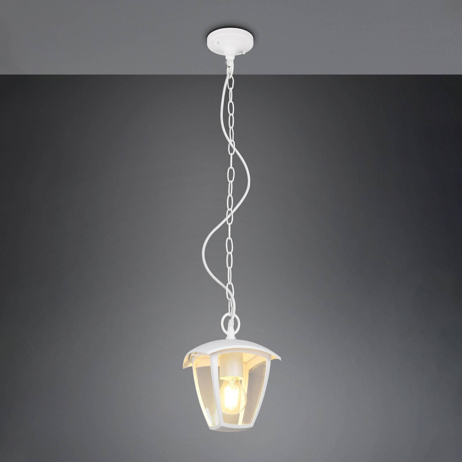 Vonkajšia závesná lampa VENTA, biela, 17 x 17 cm, kov, IP44