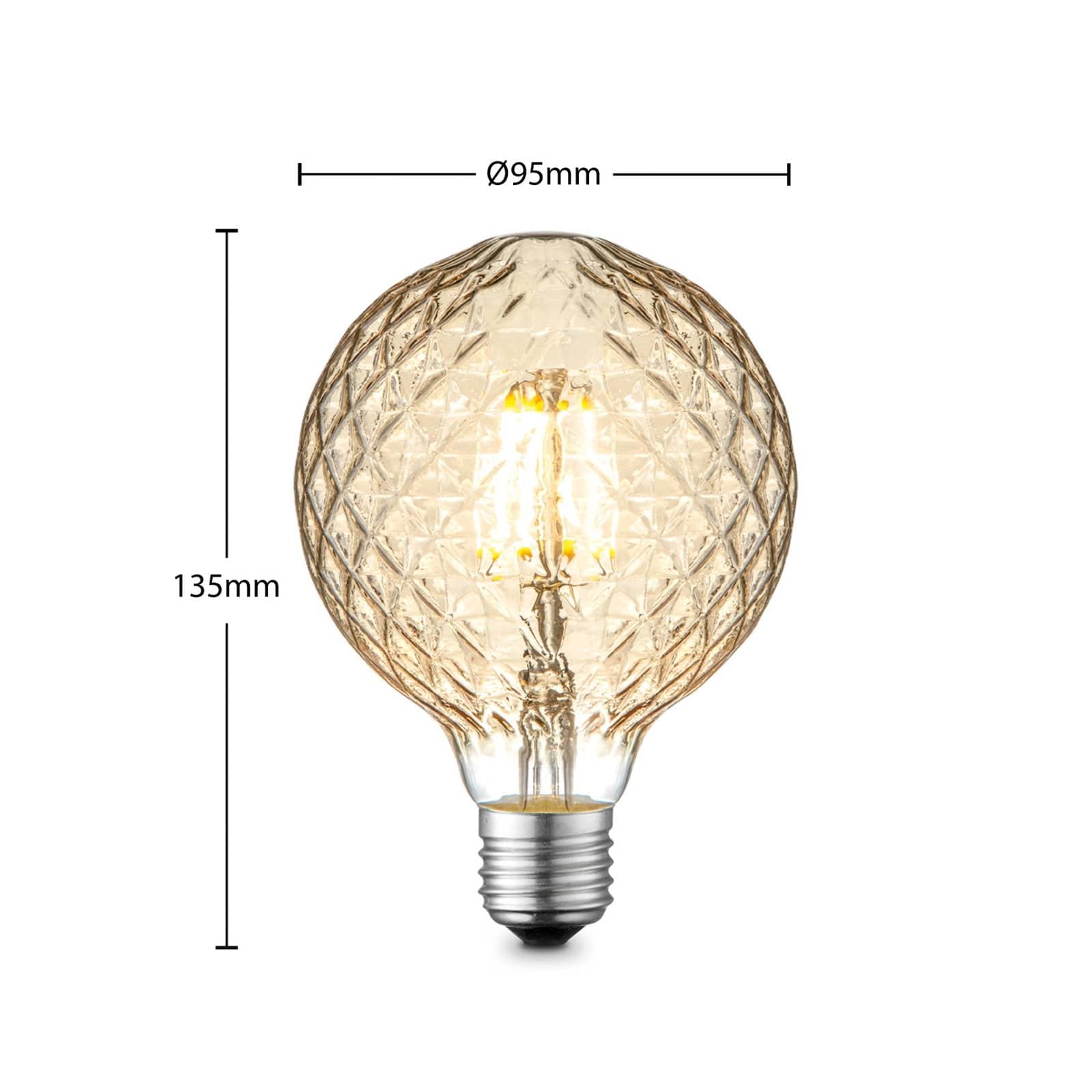 LED žiarovka Lucande E27 G95 4 W 2 700 K, stmievateľná, jantárová