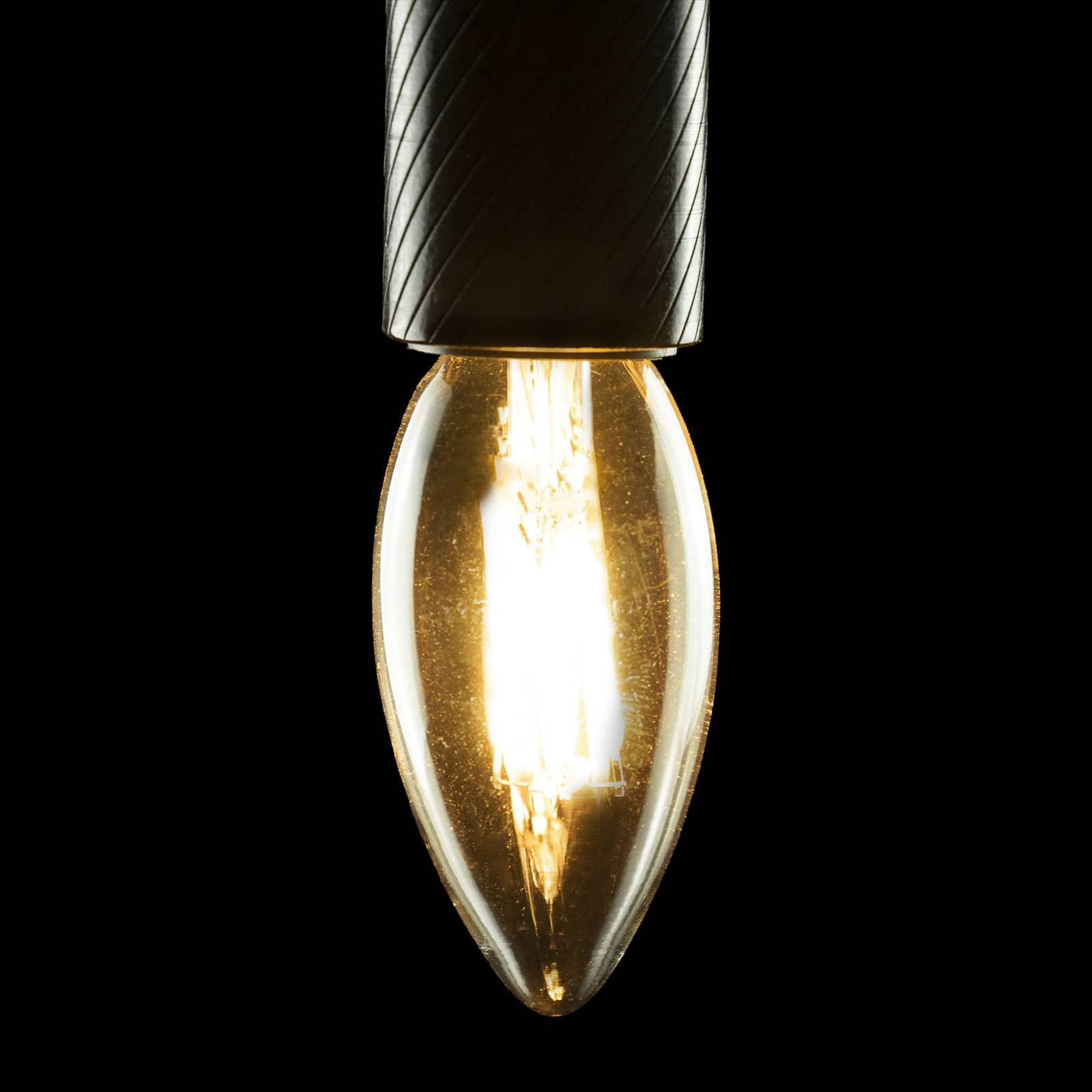 SEGULA LED E14 3W sviečka 24V DC vlákno číre 927 stmievateľné