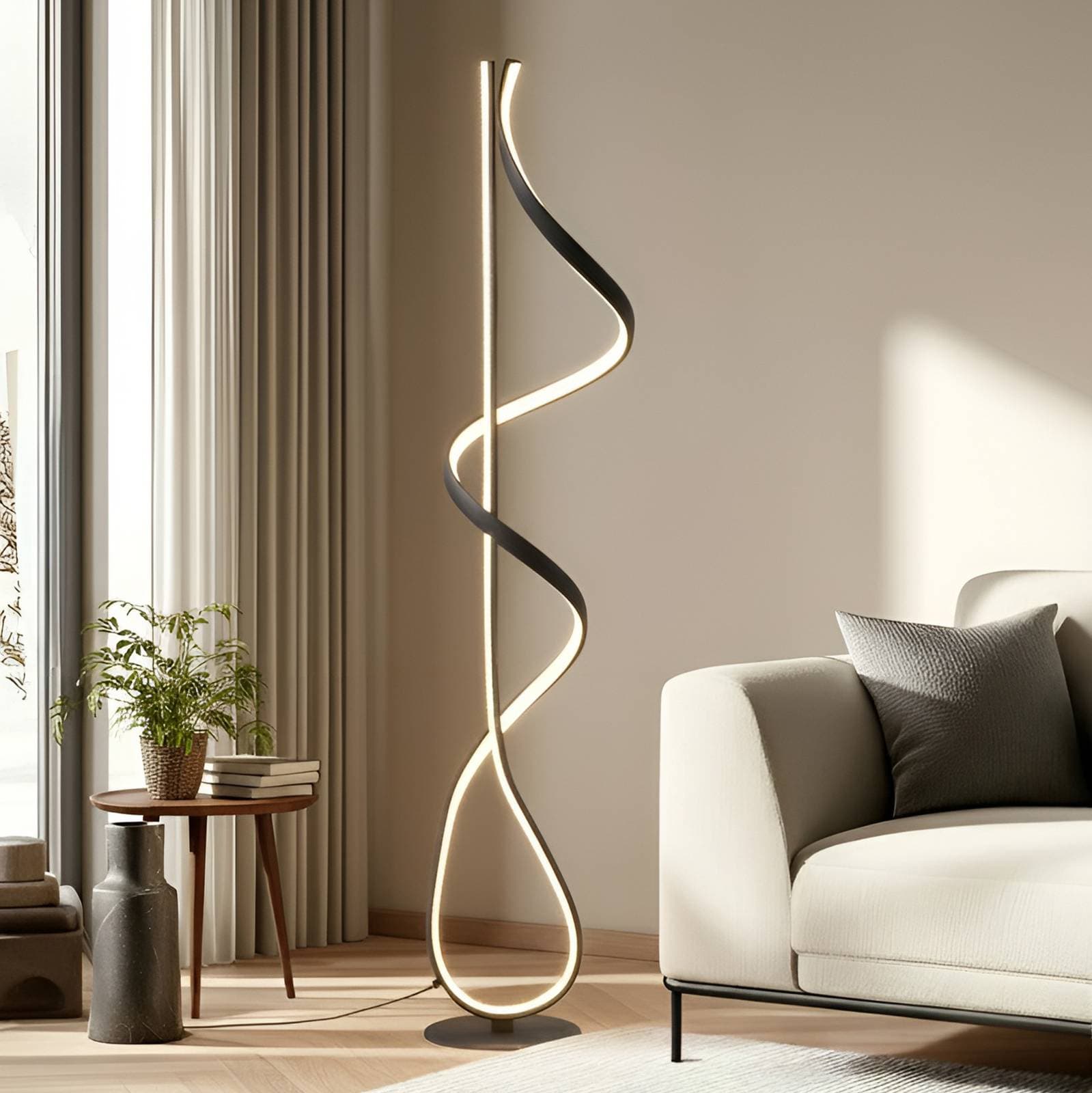 Stojacia lampa Lucande LED Rodado, čierna, 132 cm, hliník