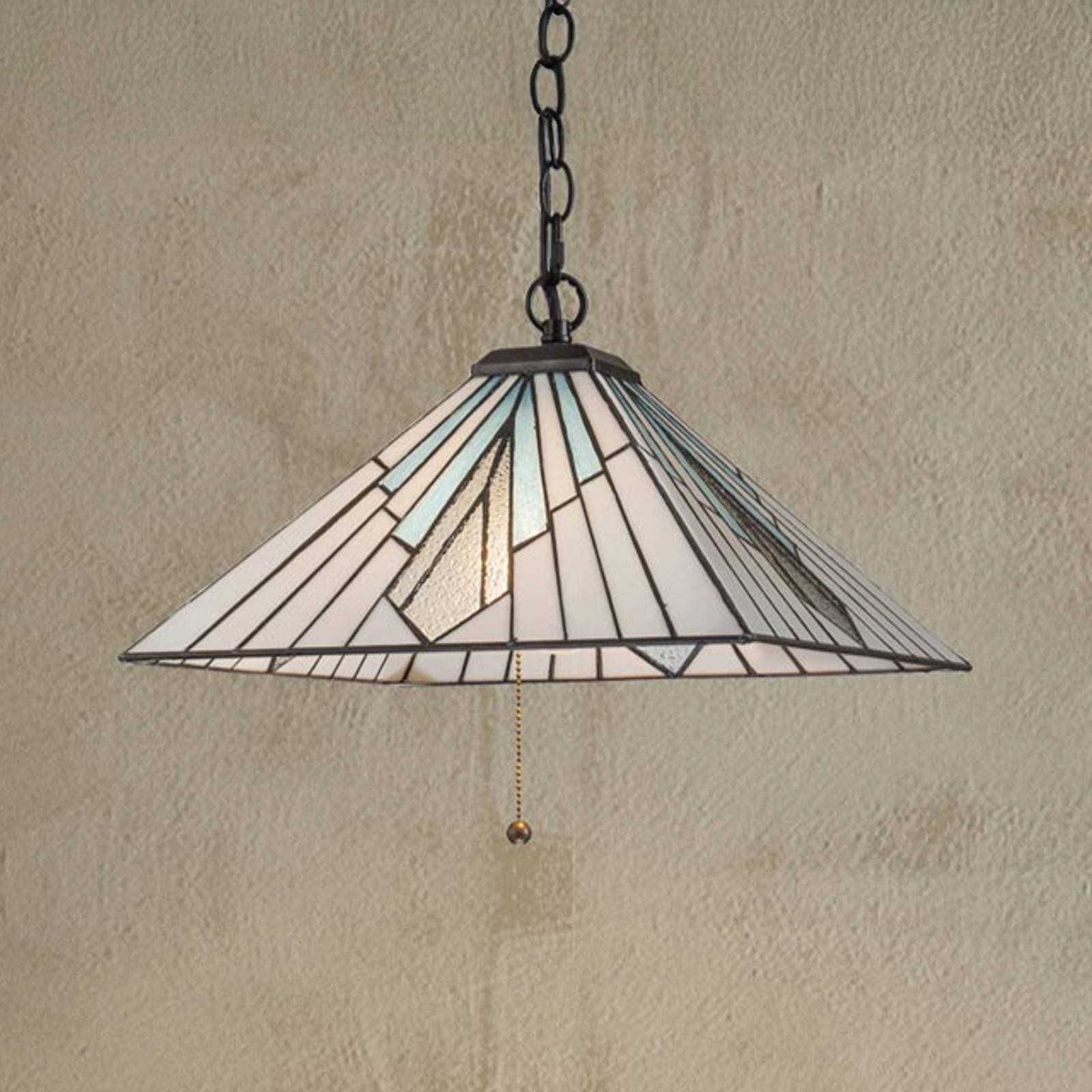 Závesné svietidlo Alderley, Tiffany štýl, bronz, ťahový spínač