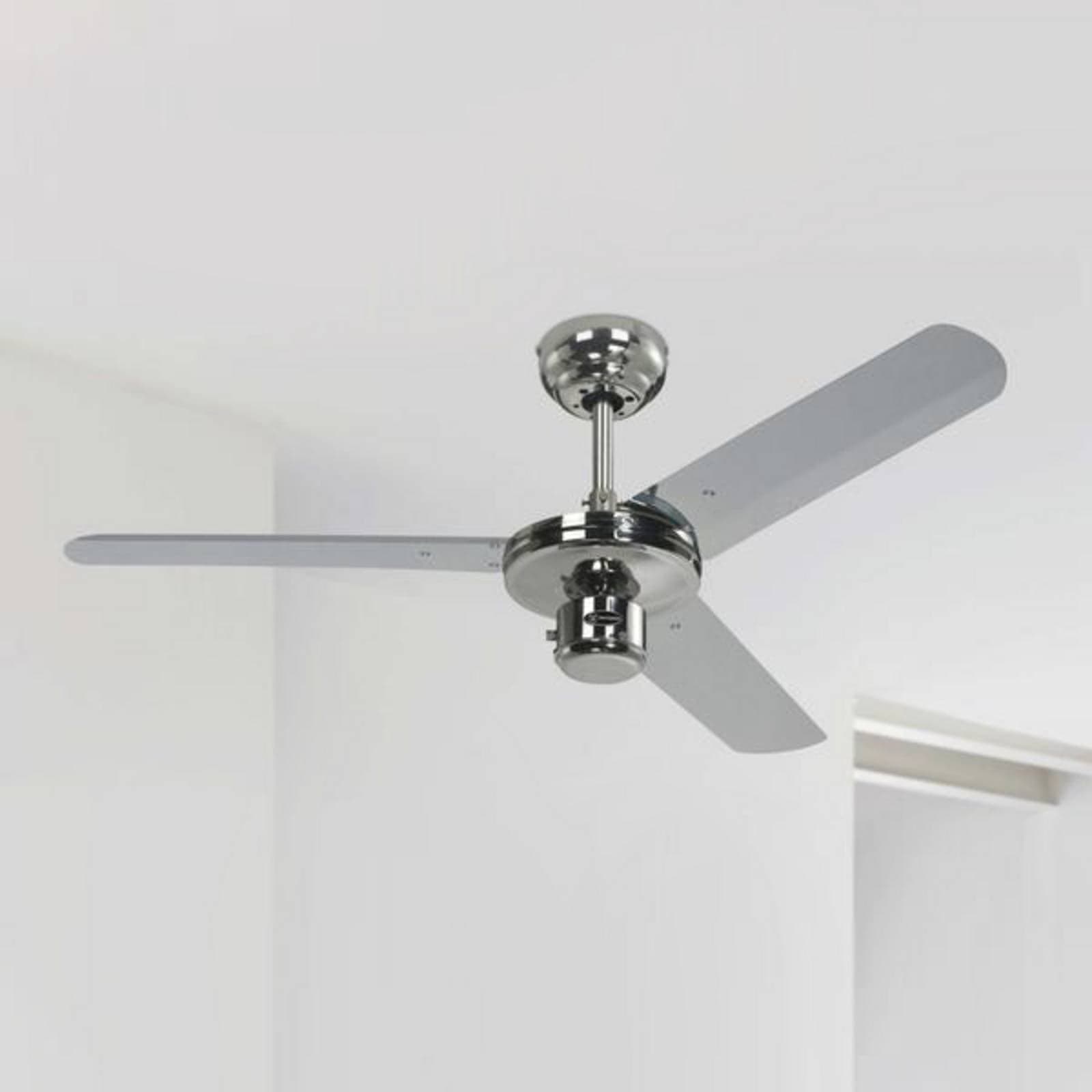 Stropný ventilátor Westinghouse Industrial, chrómový, tichý, 122 cm