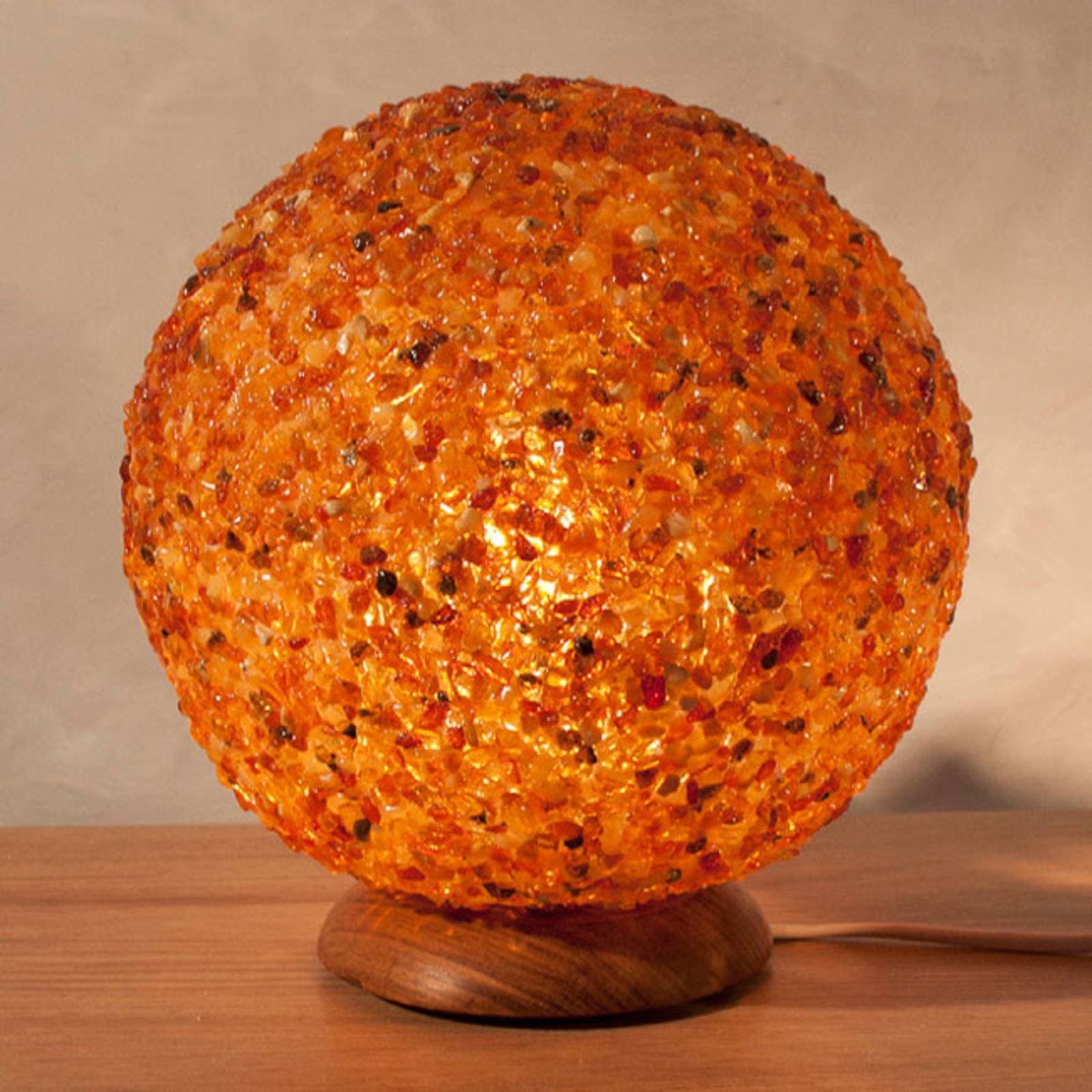 Sférická jantárová stolová lampa LED