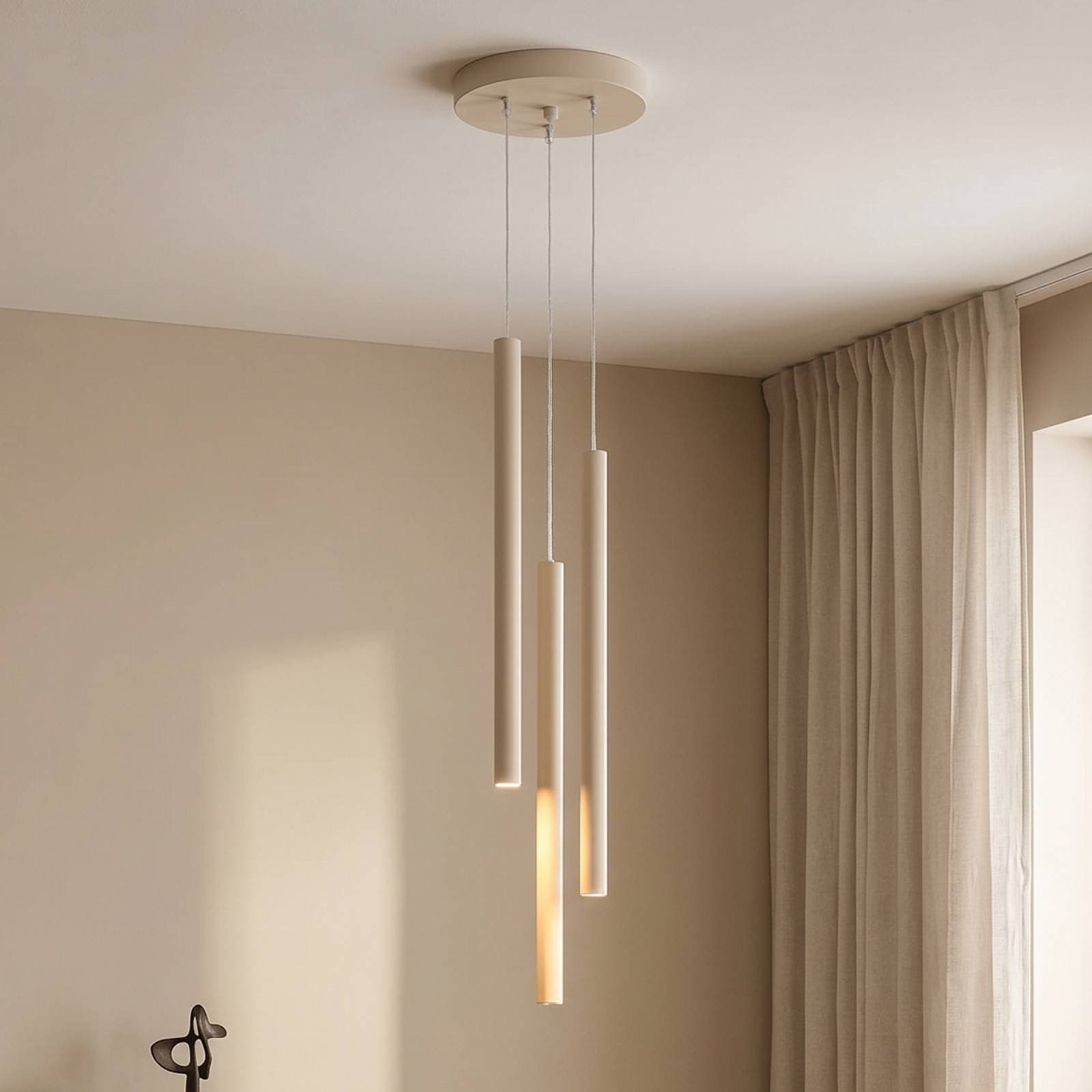 Závesná lampa Pastelo, béžová, Ø 19 cm, oceľ