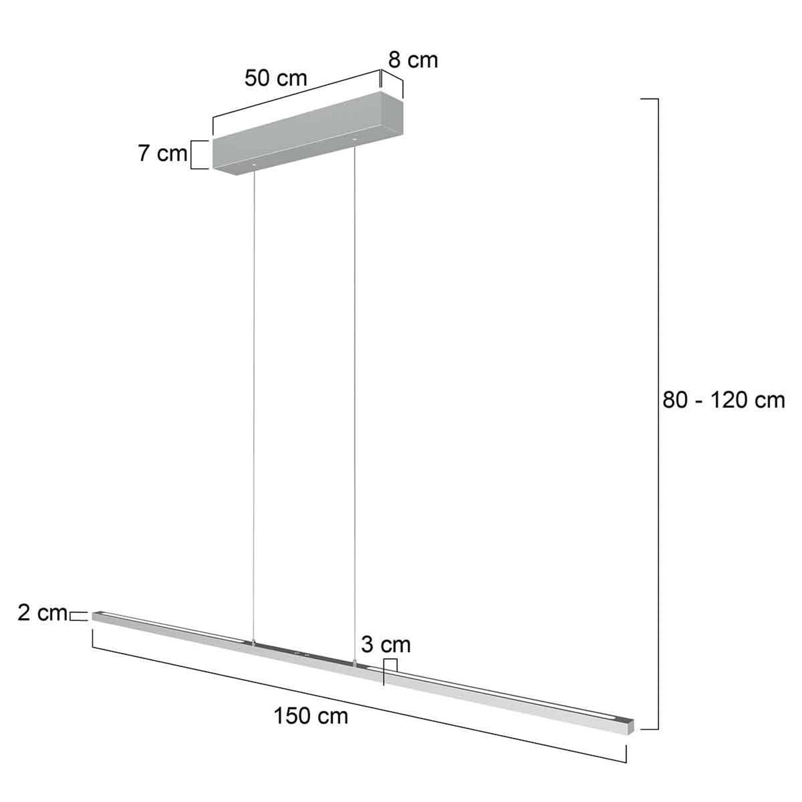 LED závesné svietidlo Bande, 150 cm, hore/dole, oceľ, CCT, stmievač