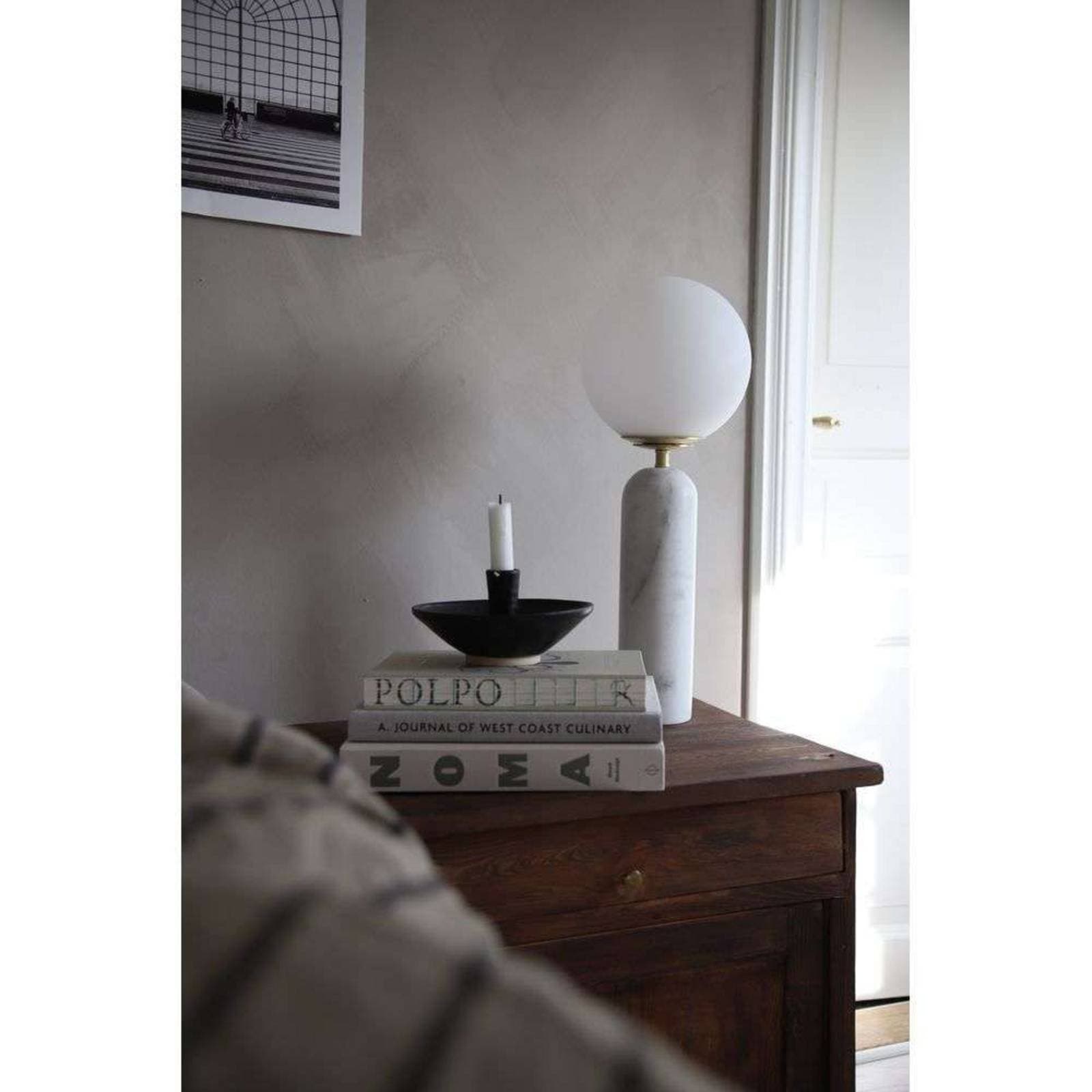 Globen Lighting stolová lampa Torrano, biela, výška 53 cm