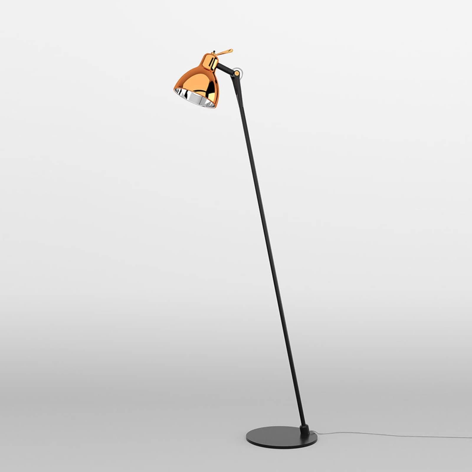 Stojacia lampa Rotaliana Luxy F0 Glam, čierne/medené, sklo