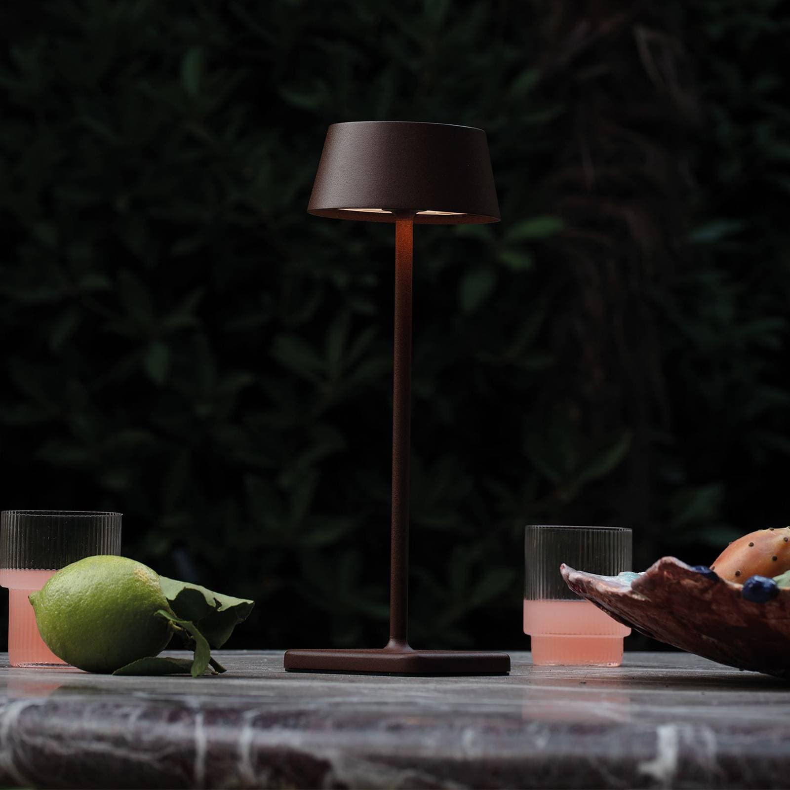 Ideal Lux LED dobíjacia vonkajšia stolová lampa Pure brown metal 32 cm