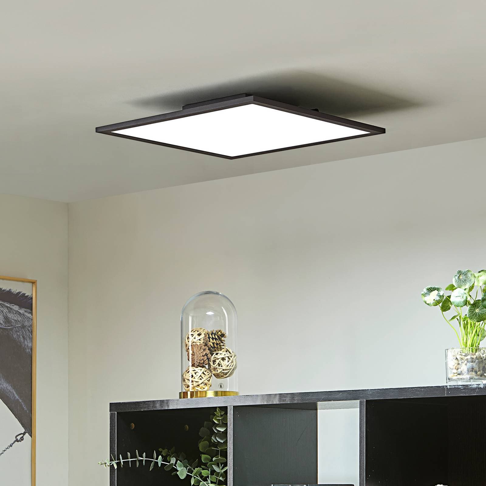 Lindby LED panel Lamin, čierny, 40 cm, CCT, stmievateľný, diaľkové ovládanie
