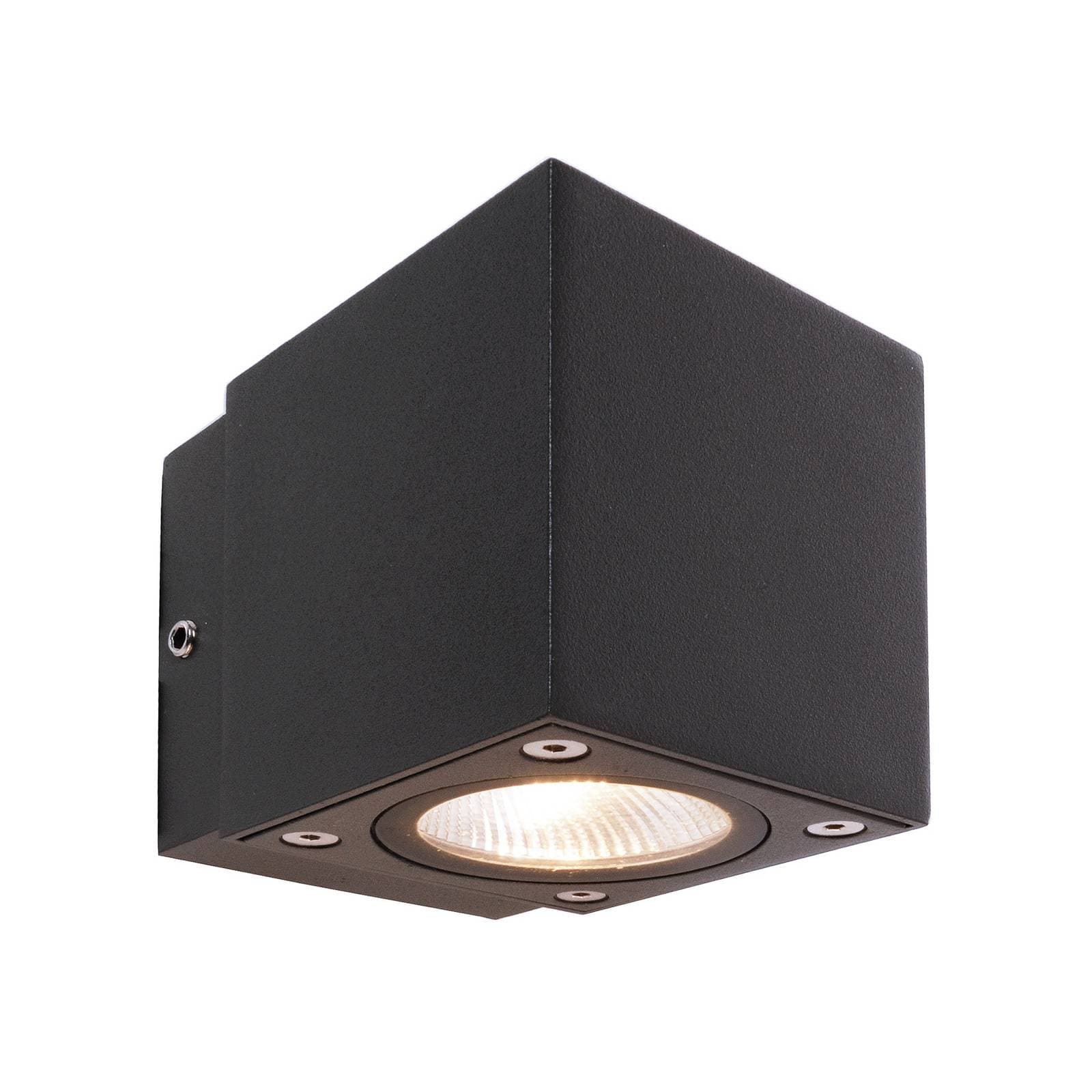LED vonkajšie nástenné svietidlo Cubodo Single Mini, hliník, tmavošedá