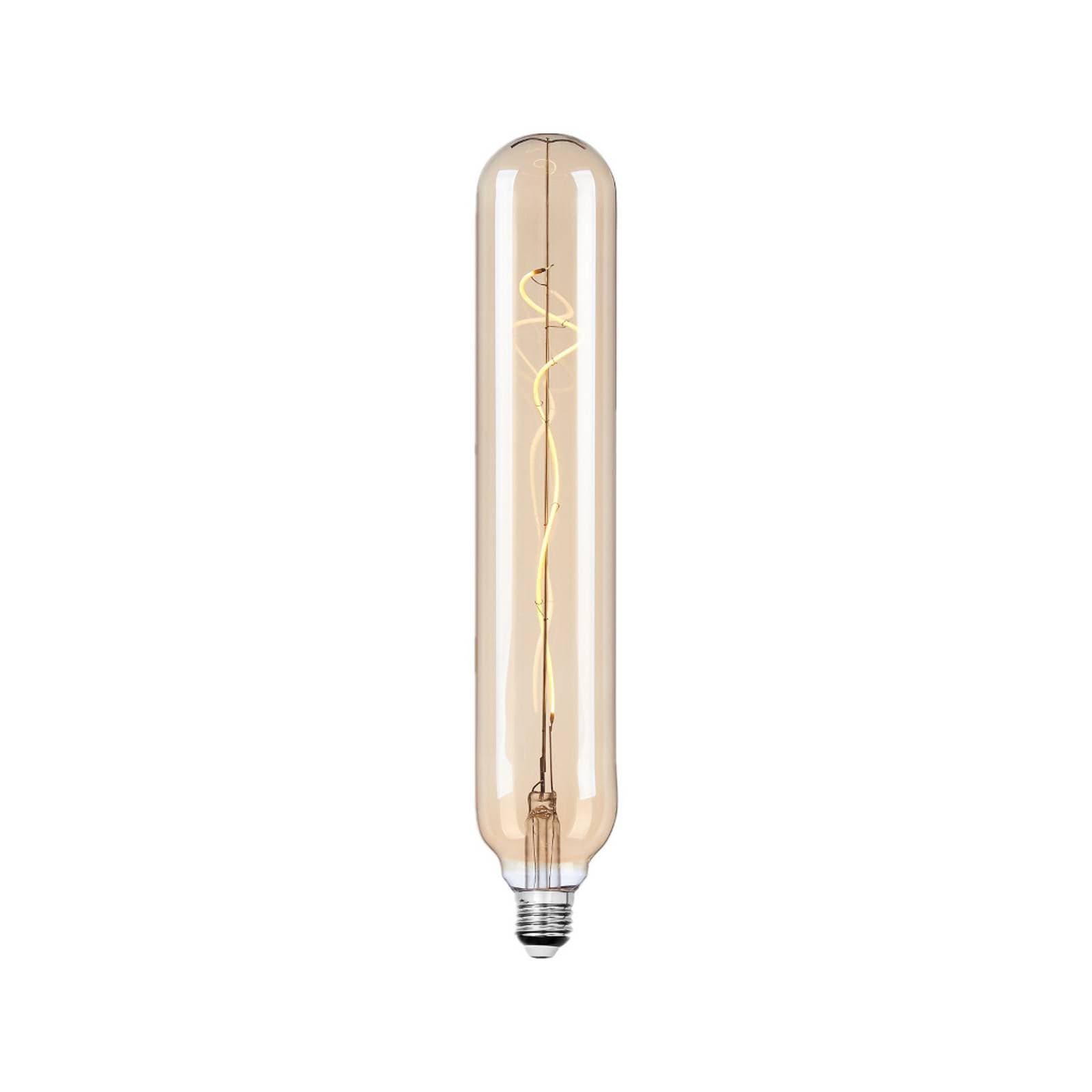LED trubicová žiarovka Lucande, E27, 4 W, Ø 6 cm, jantárová, 2700 K
