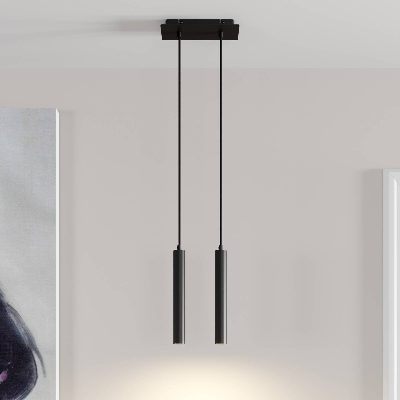 Arcchio LED závesné svietidlo Franka, 2 svetlá, čierna, hliník