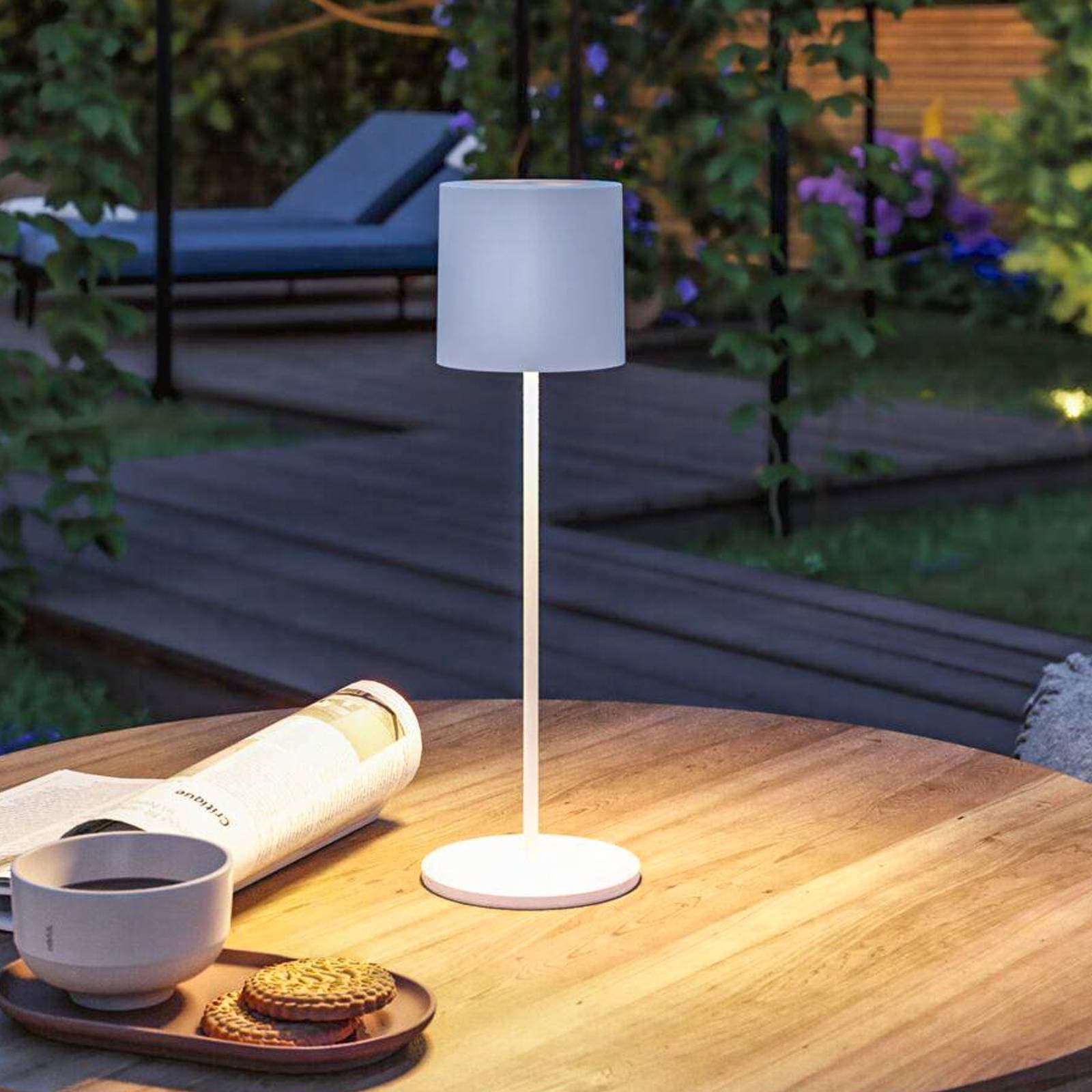 Paulmann LED stolová lampa Tuni, biela, plast, IP44