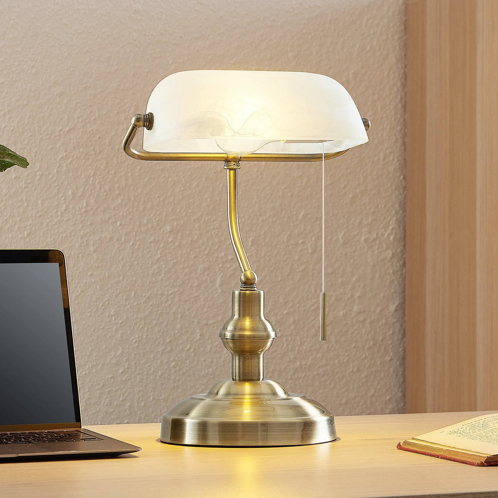 Lindby Profina lampa na písací stôl, bronzová