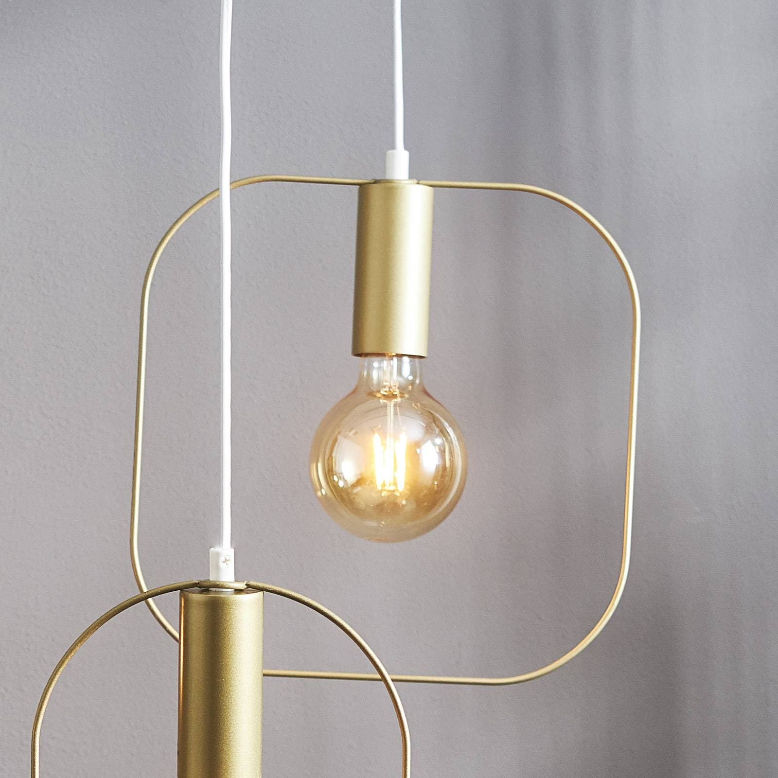 Dekoračná závesná lampa Shape so štvorcom, zlatá
