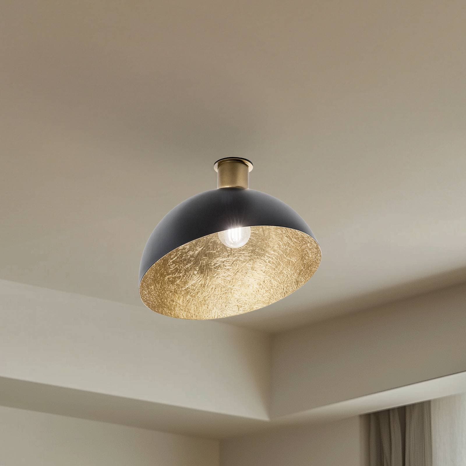 Stropné svietidlo Sfera, Ø 35 cm, čierne/zlaté