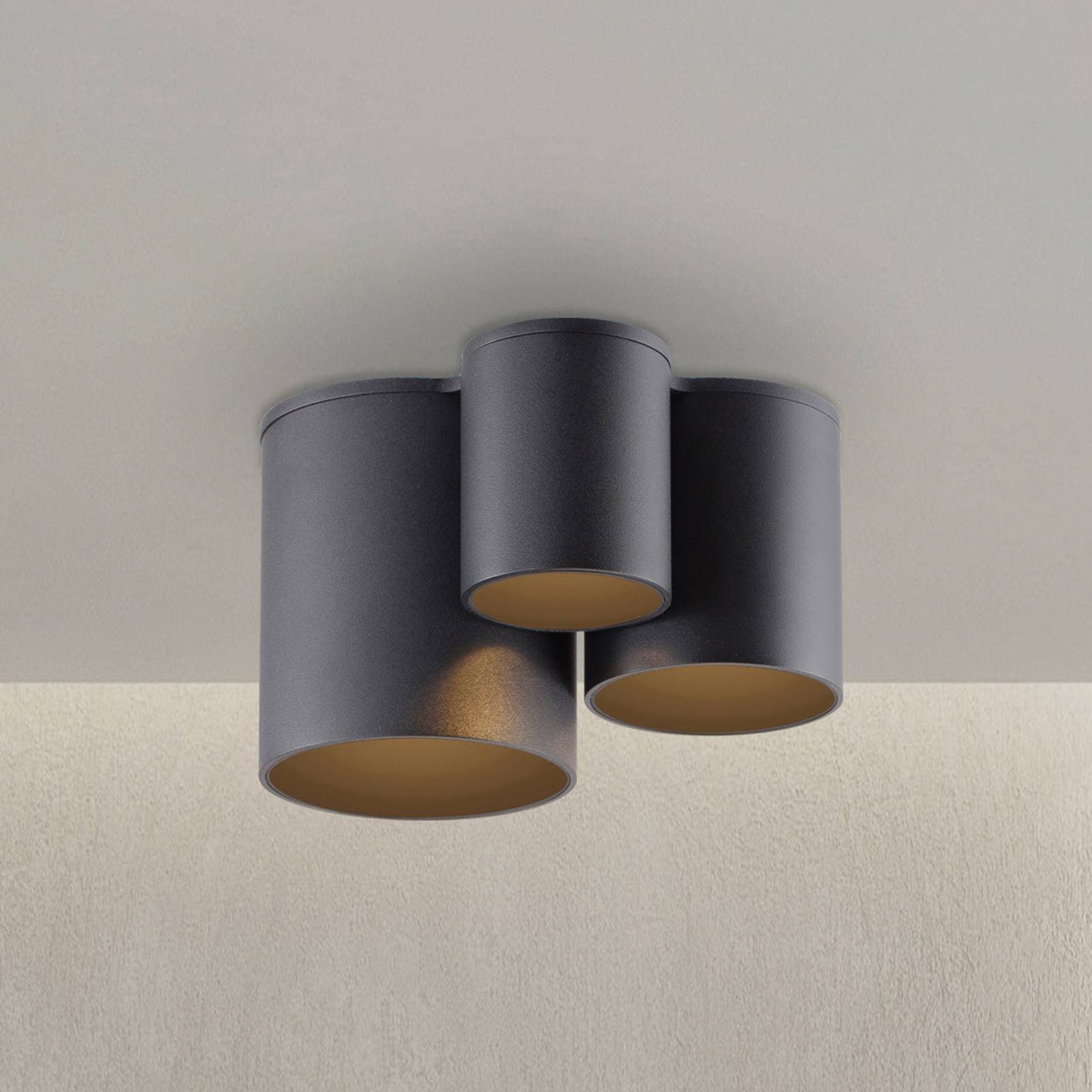 LED stropné svietidlo do kúpeľne PURE Point, čierne, 18 cm, 3-pl., IP44