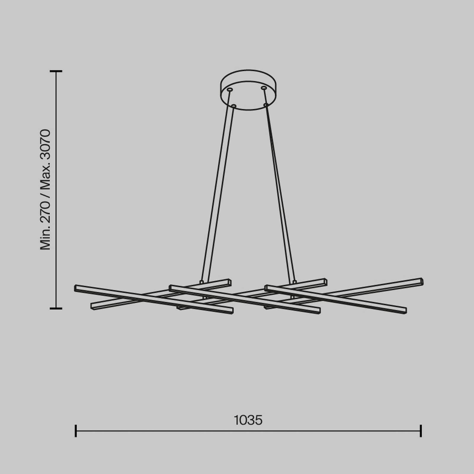 Závesné svietidlo Maytoni LED Halo, čierne, dĺžka 103,5 cm