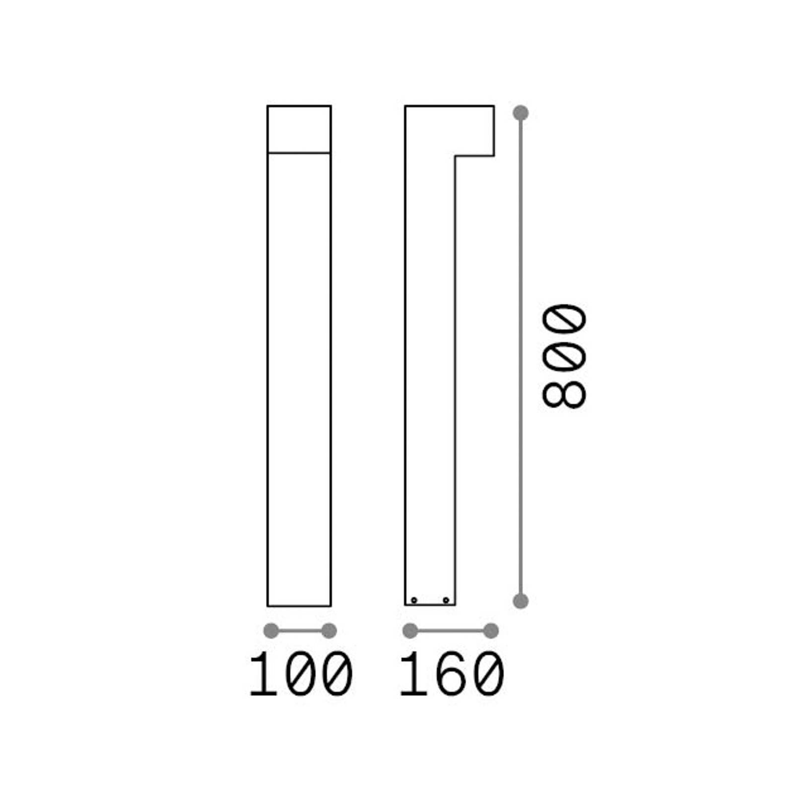 Chodníkové LED svetlo IDEAL LUX Sirio, sivá, výška 80 cm, kovová