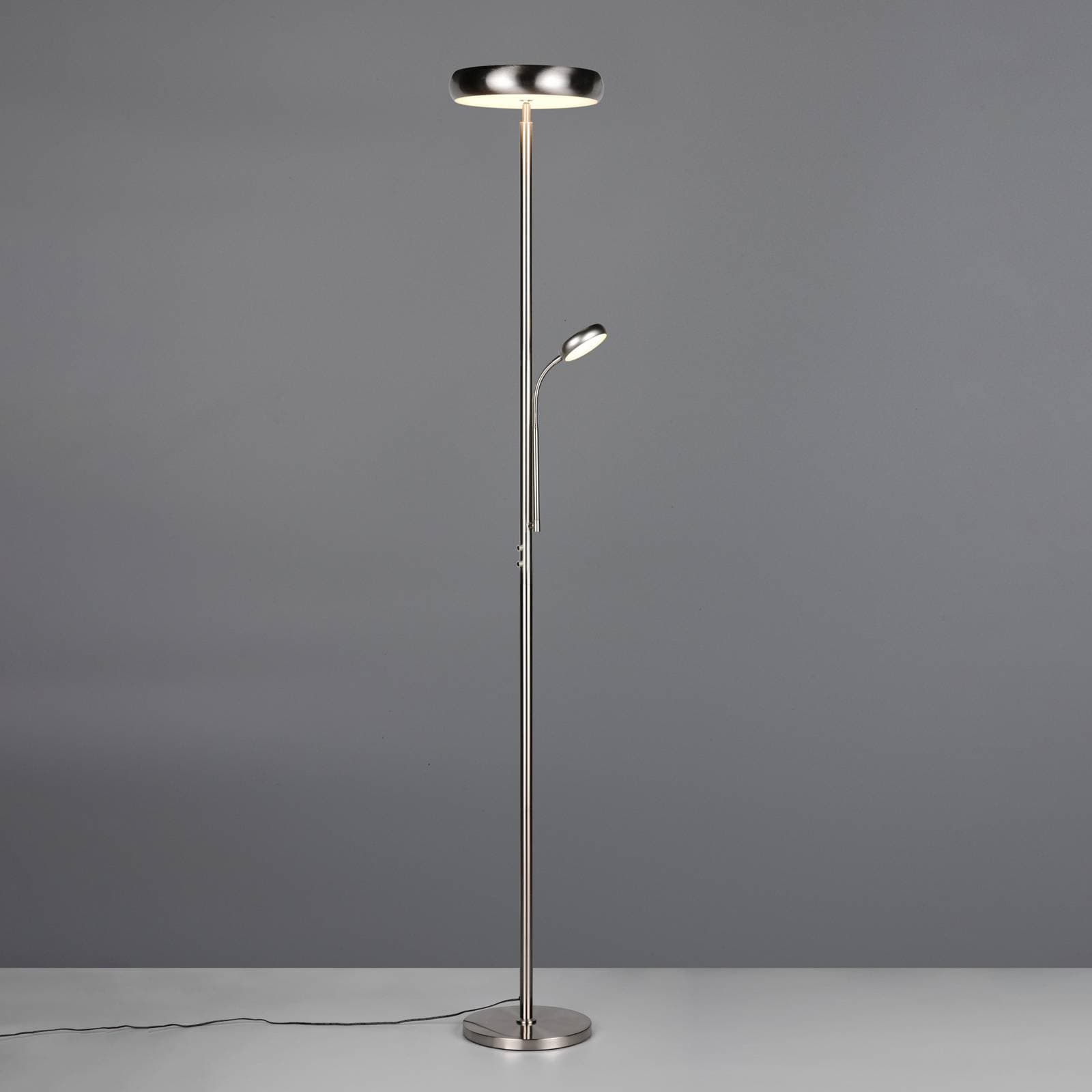 LED stojacia lampa Palermo, nikl matný, diaľkové ovládanie, pamäť