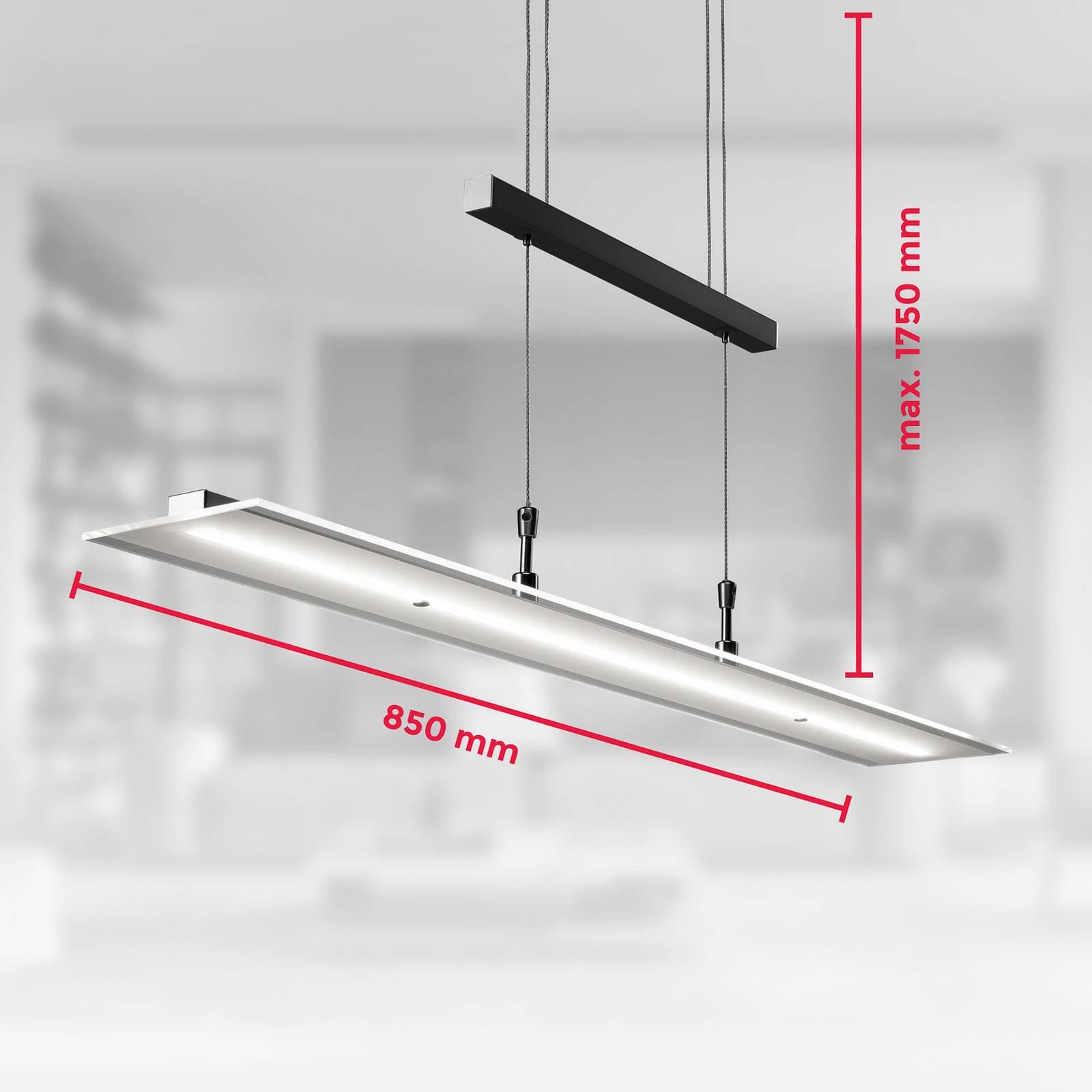 LED závesné svietidlo Tick čierna, sklo, stmievateľné, výškovo nastaviteľné