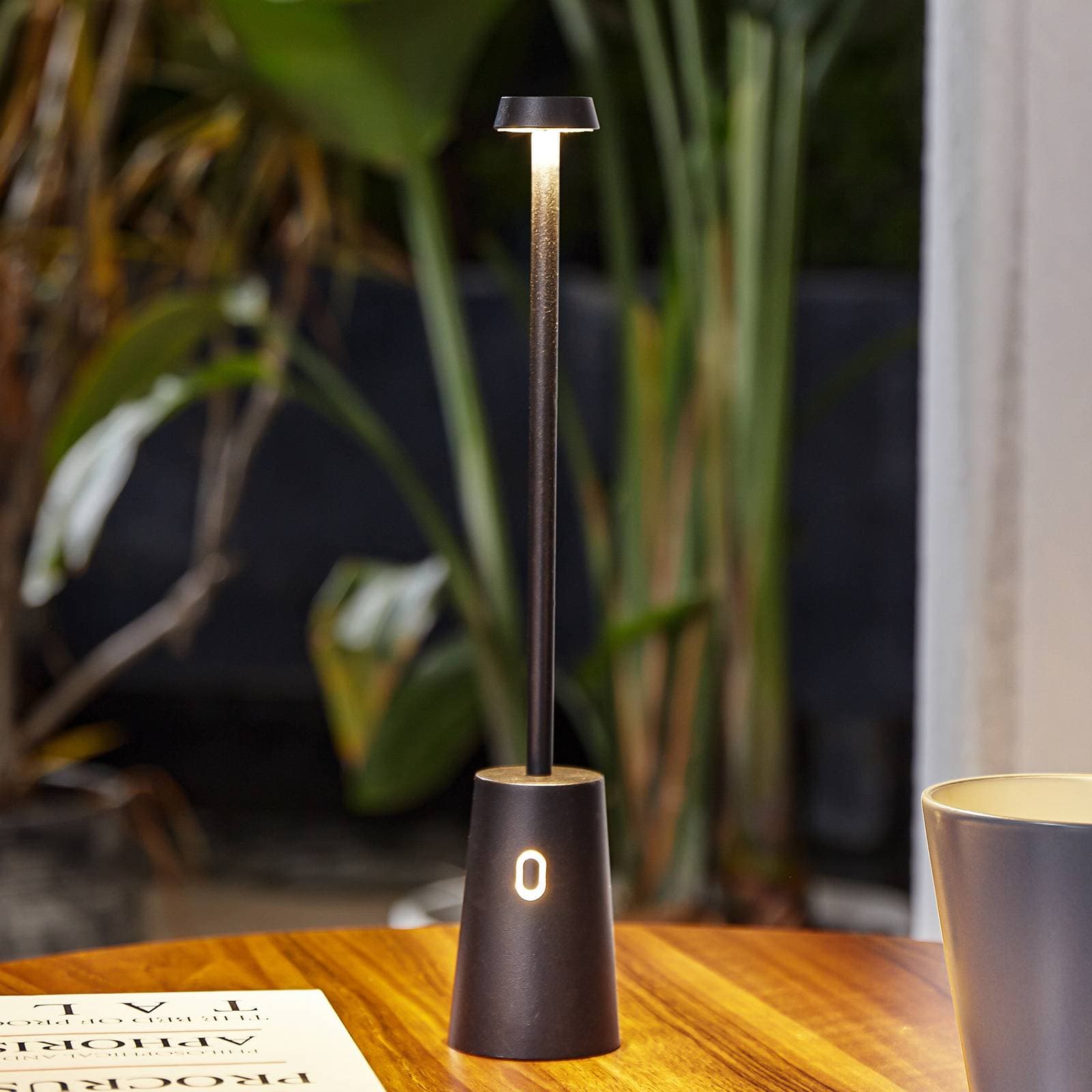 Lindby LED nabíjateľná stolová lampa Noelani, výška 30 cm, IP44,