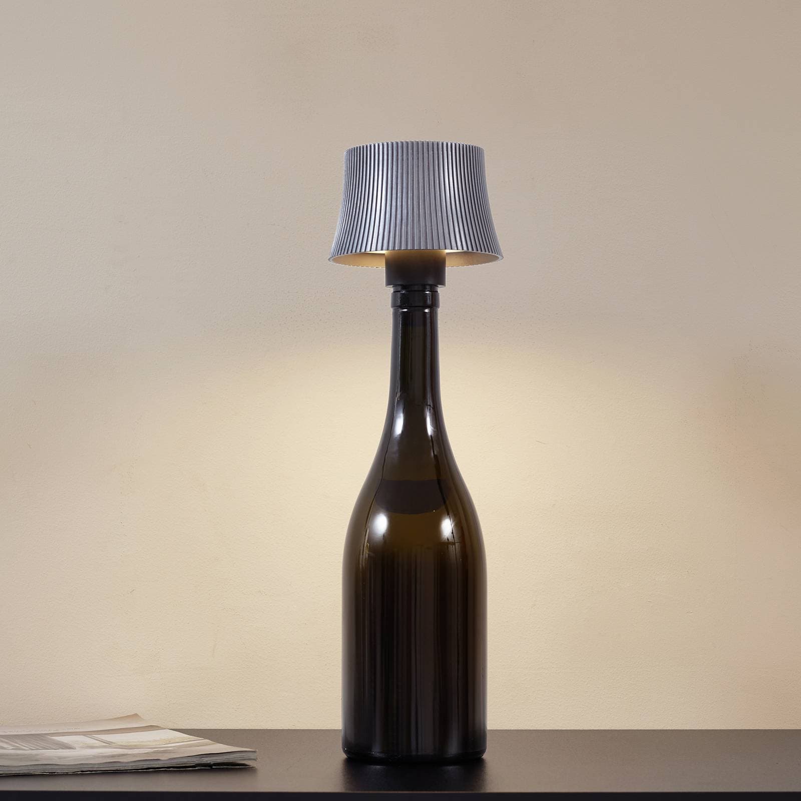 Lindby LED stolná lampa na batérie Linor, dymovo sivá, USB, stmievateľná