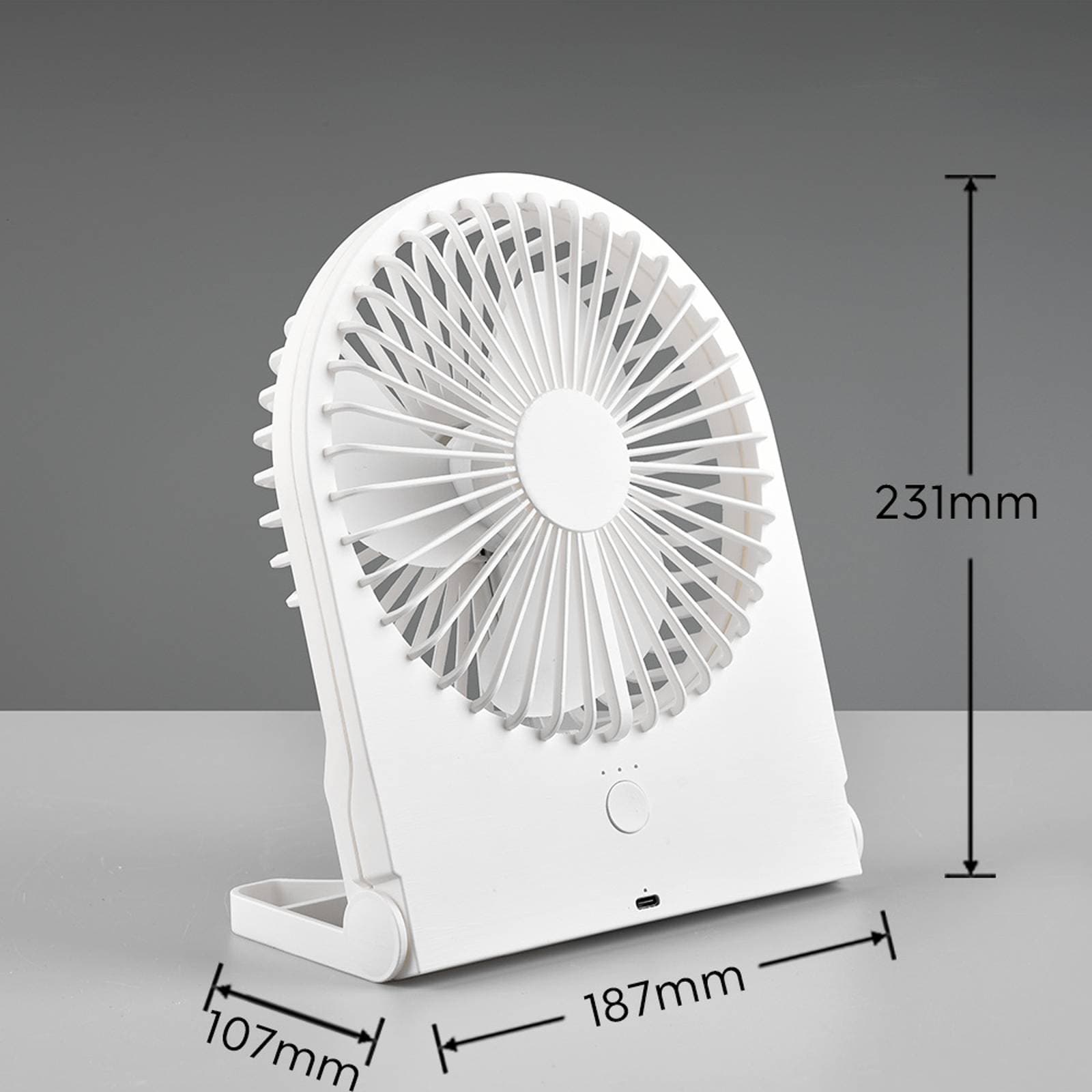Akumulátorový stolný ventilátor Breezy, biely, tichý