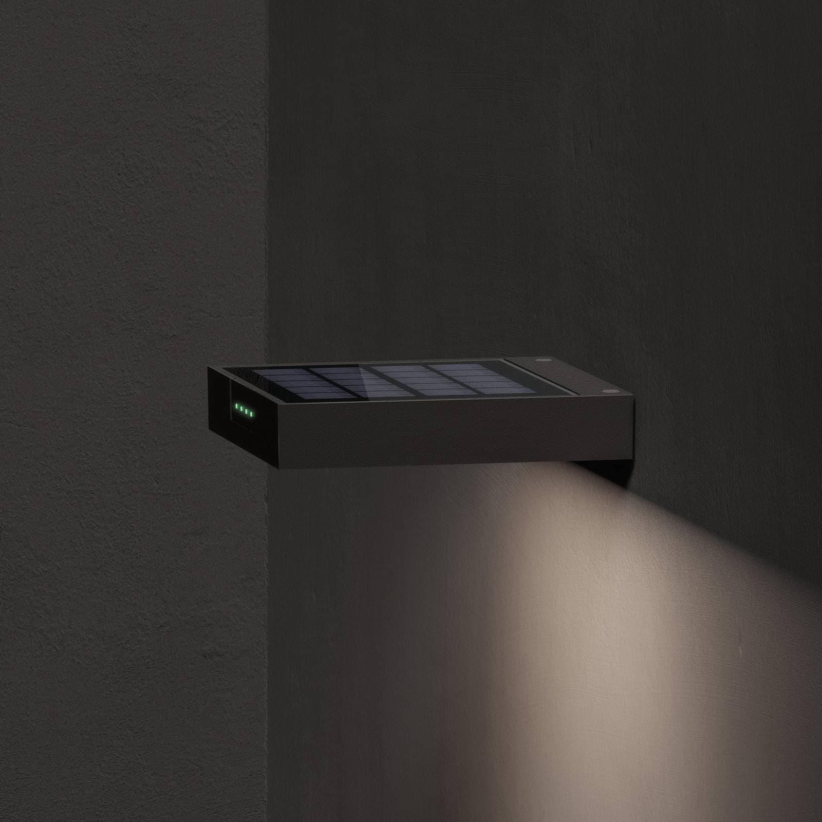 KLEWE LED solárne nástenné svetlo ALA WALL, antracitová, hliník, IP65
