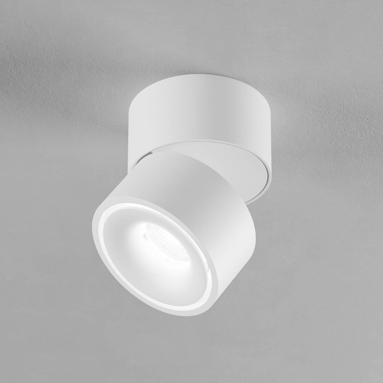 Egger LED stropný reflektor Clippo, biely/biely, Ø 10 cm, DALI, DTW