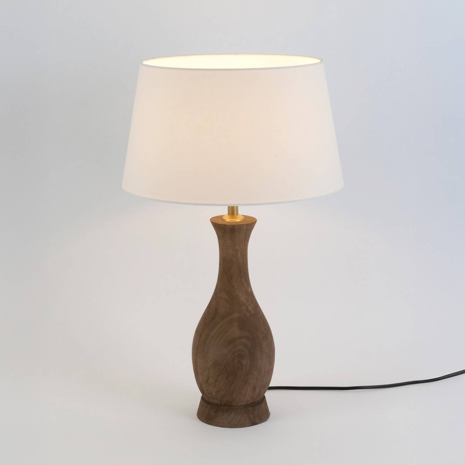 Stolová lampa ANTELAO, prírodná/écru, výška 45 cm, mangové drevo, E27