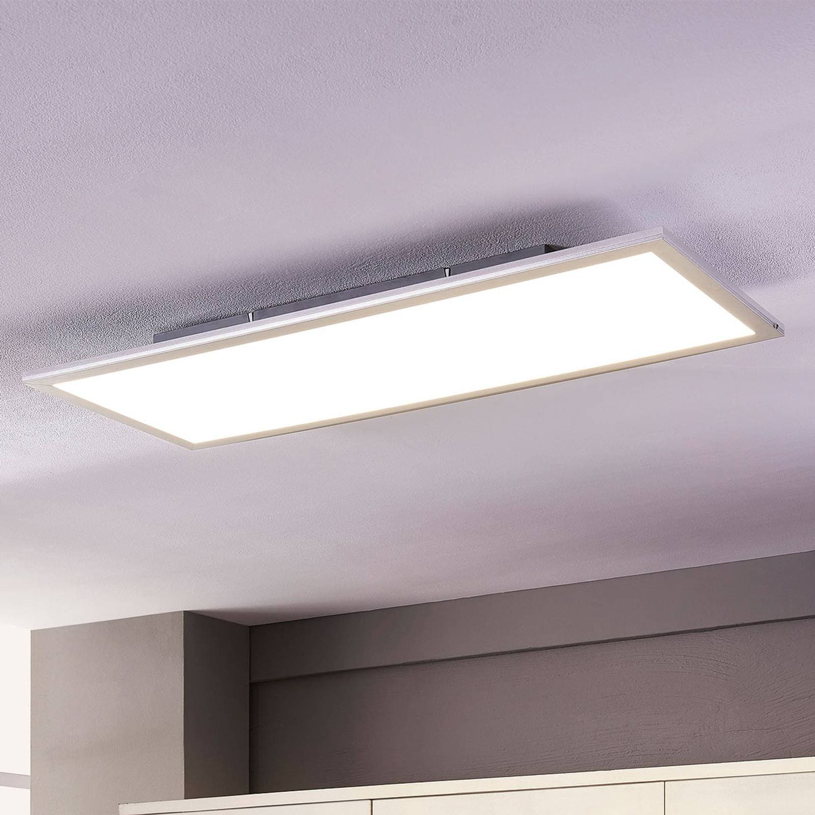 Lindby LED panel Livel, sada 2 ks, 4 000 K, 80 x 30 cm, strieborná