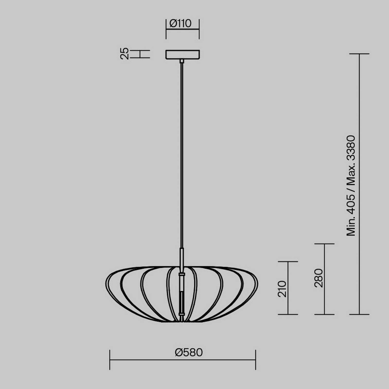 Závesné svetlo Maytoni Cambio, sivé, Ø 58 cm, plsť, E27