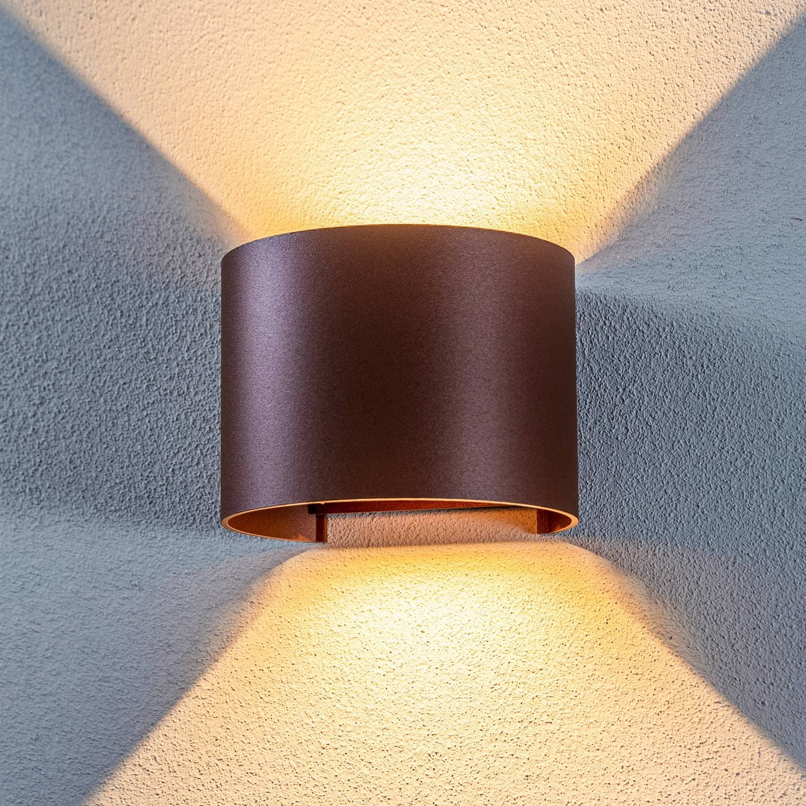 Lindby LED vonkajšie nástenné svietidlo Nivar, okrúhle, hrdzavé, kov, IP54